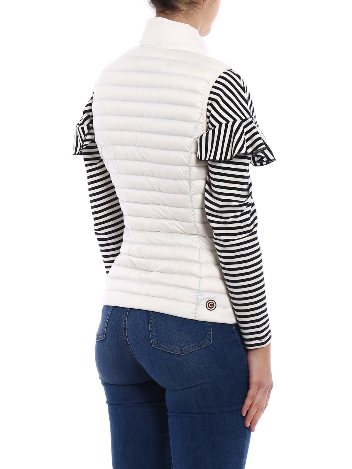 white sleeveless puffer jacket