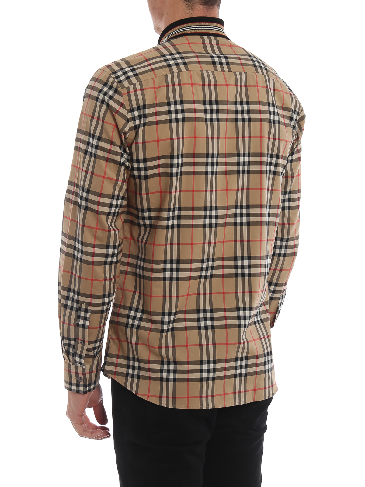 Shirts Burberry - Slim check cotton shirt with knit collar - 8010214