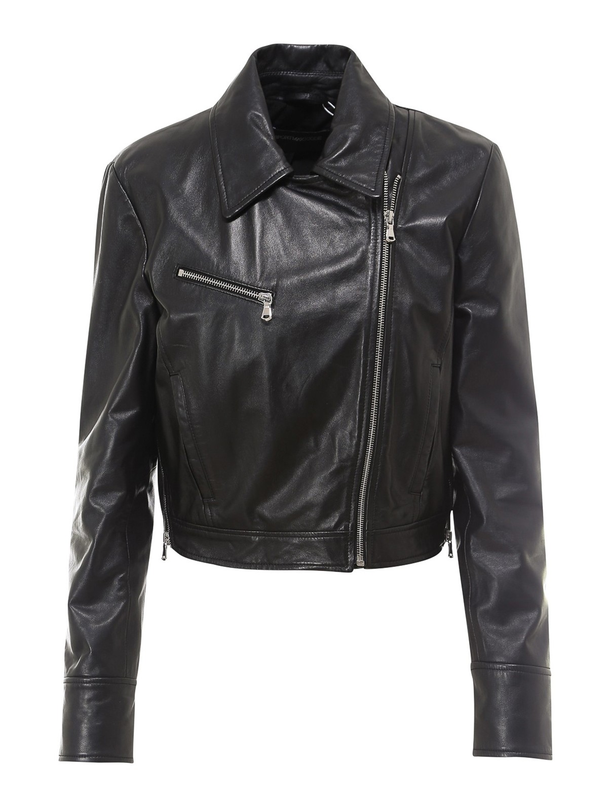 Leather jacket Sportmax - Asymmetric zip leather jacket - 74460206600002