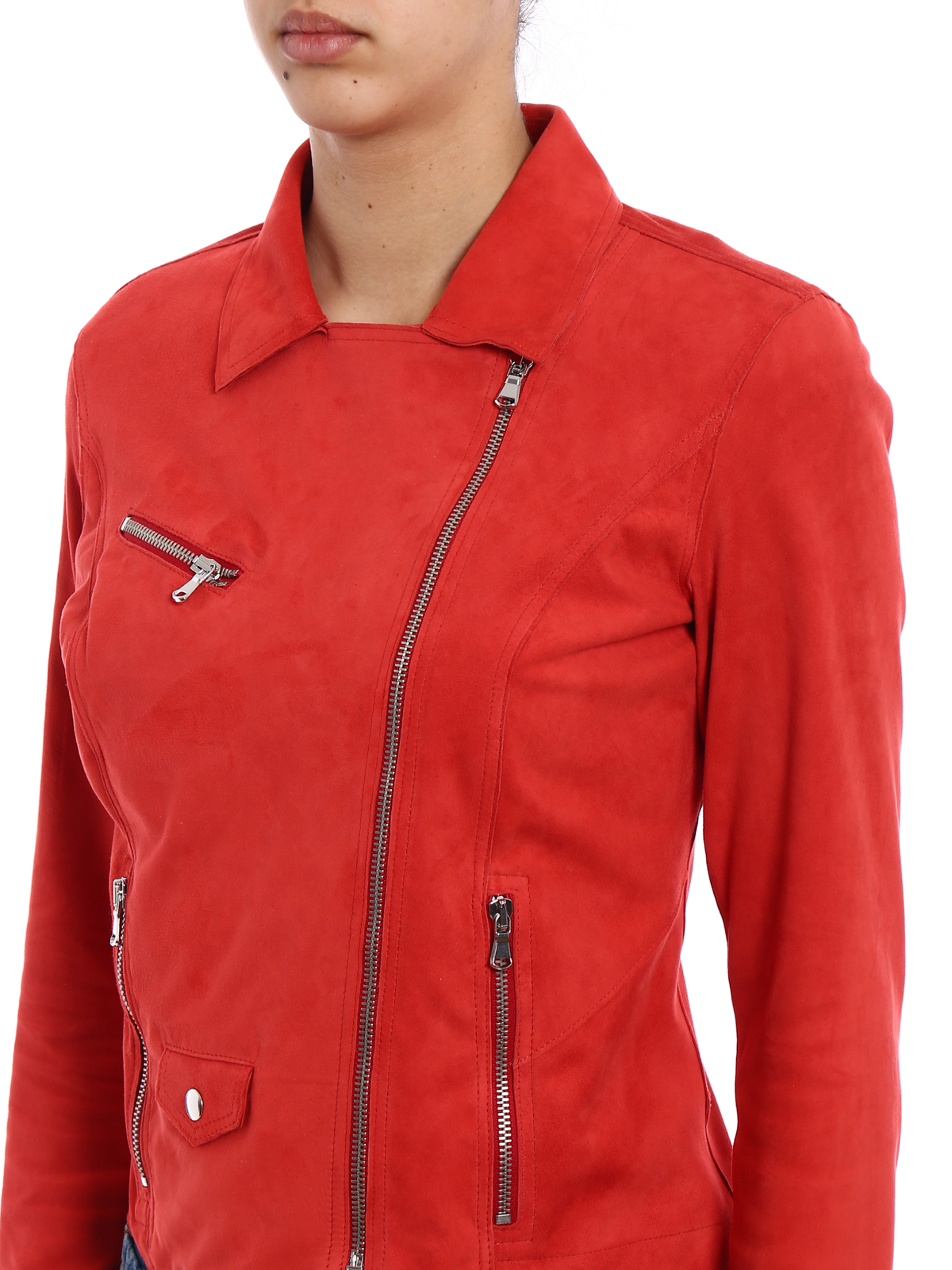 red suede biker jacket