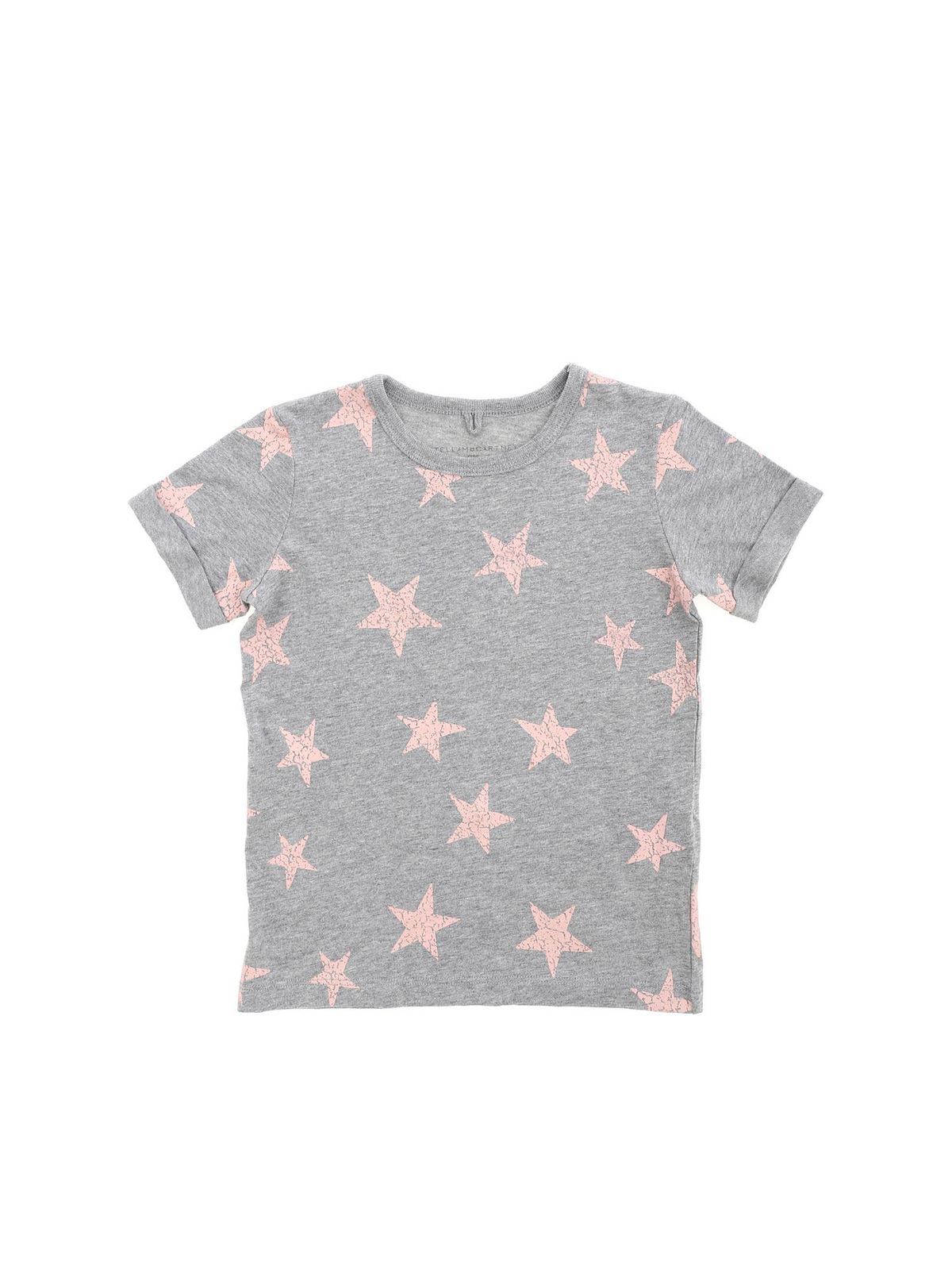 Stella Mccartney Kids' Grey T-shirt With Vintage Effect Star Print