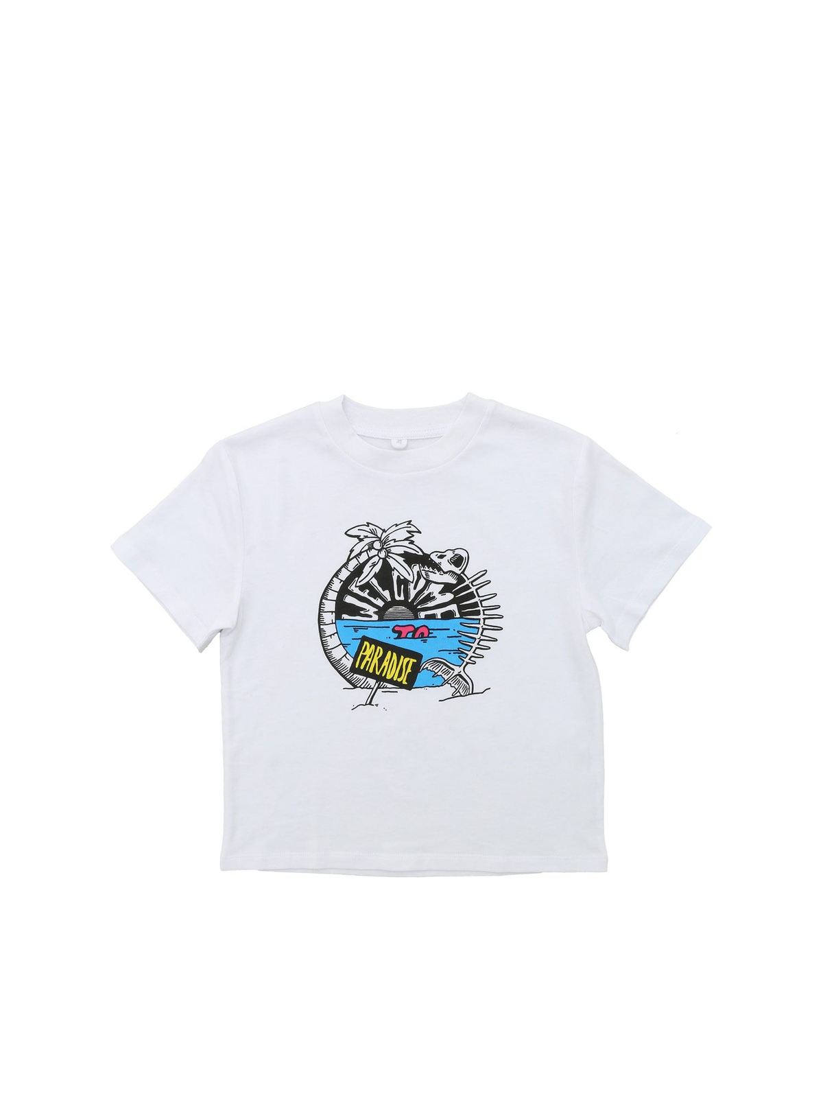STELLA MCCARTNEY WELCOME TO PARADISE T-SHIRT IN WHITE