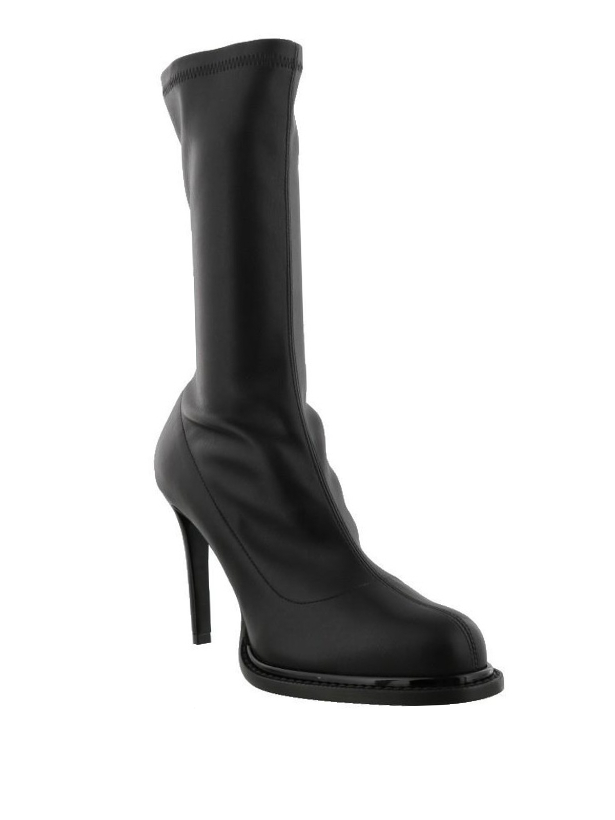 Stretch faux leather ankle boots 
