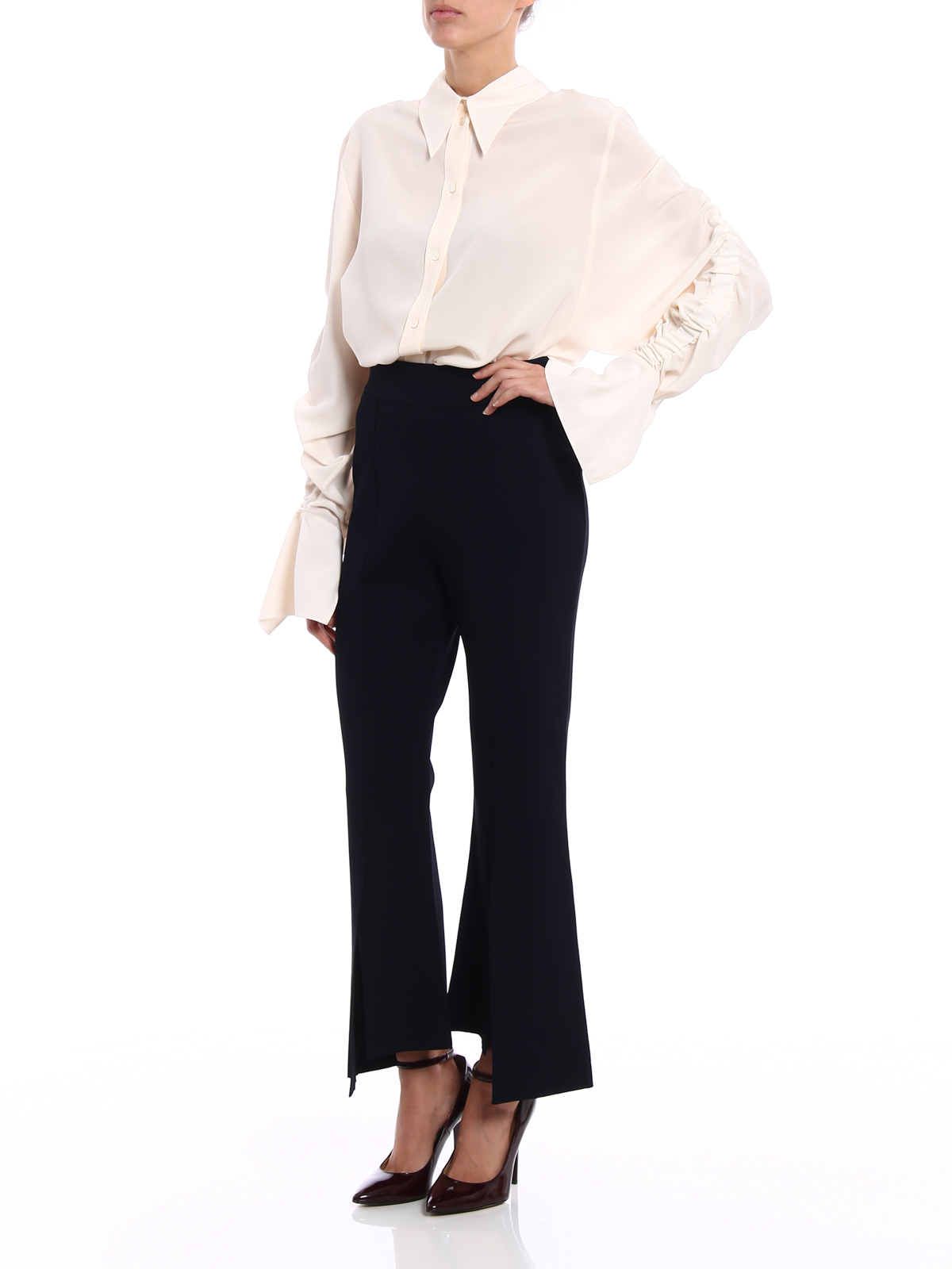 knitted flared trousers