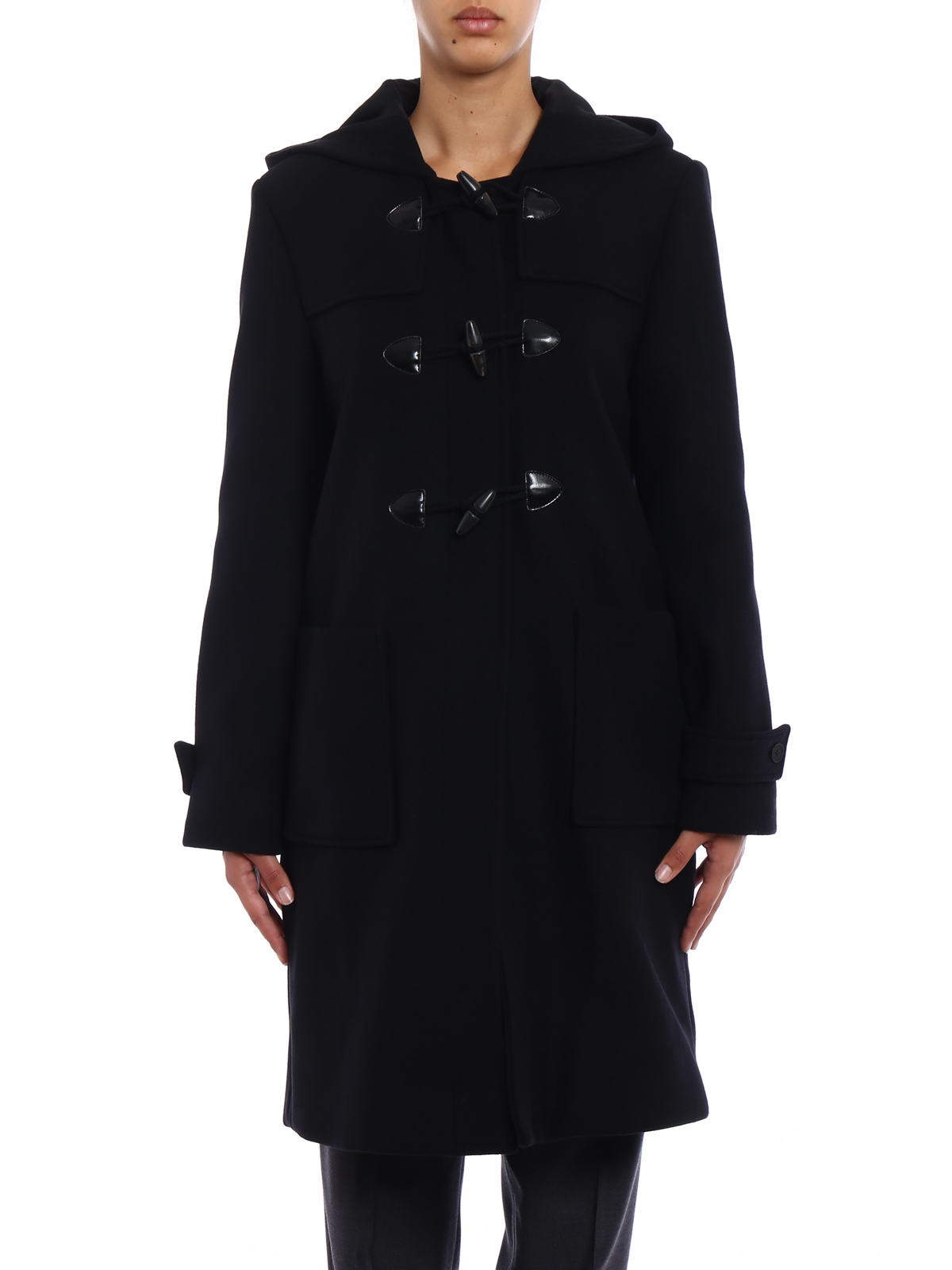 black wool knee length coat