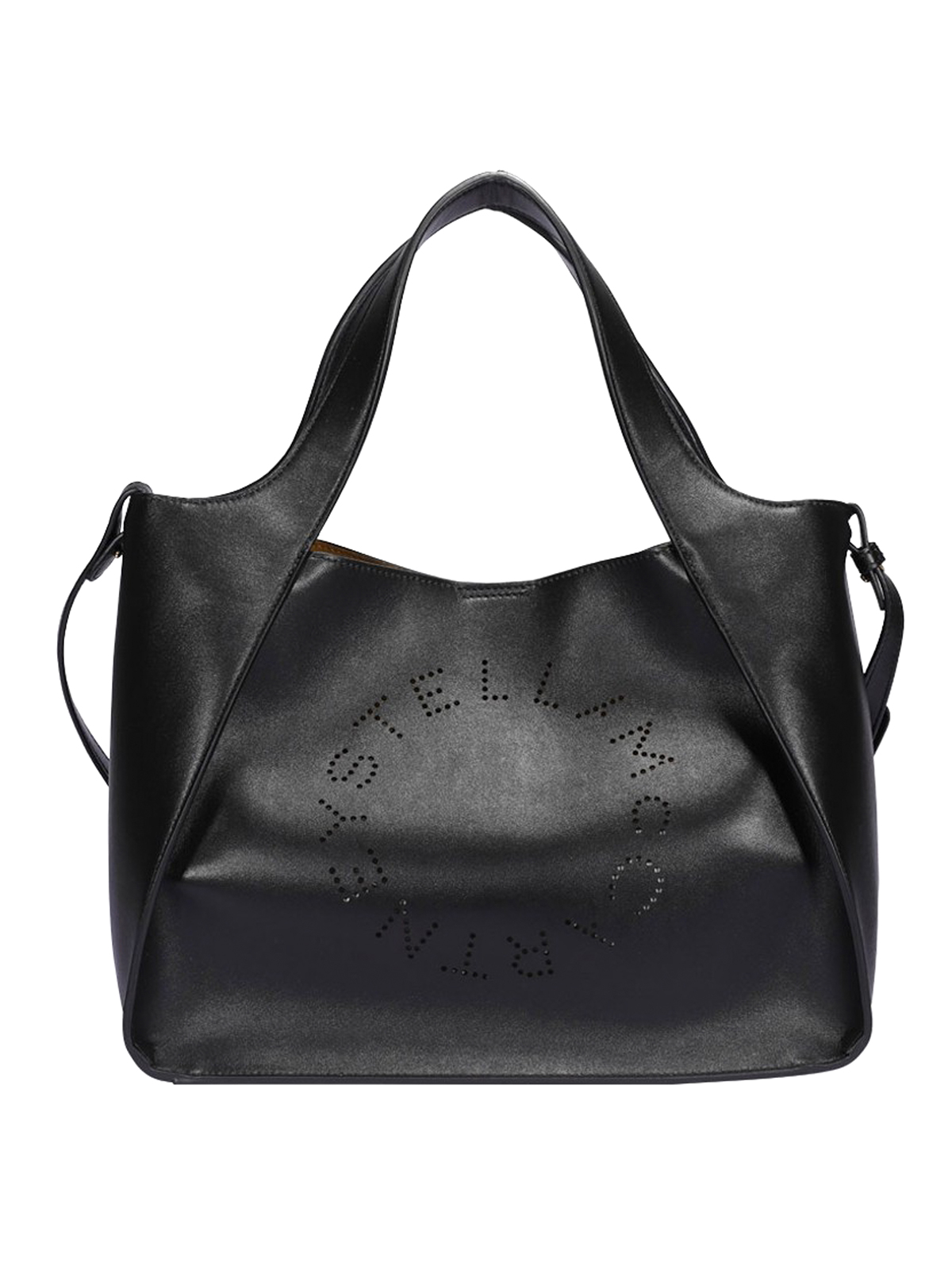 Totes bags Stella Mccartney - Perforated logo black faux leather bag ...