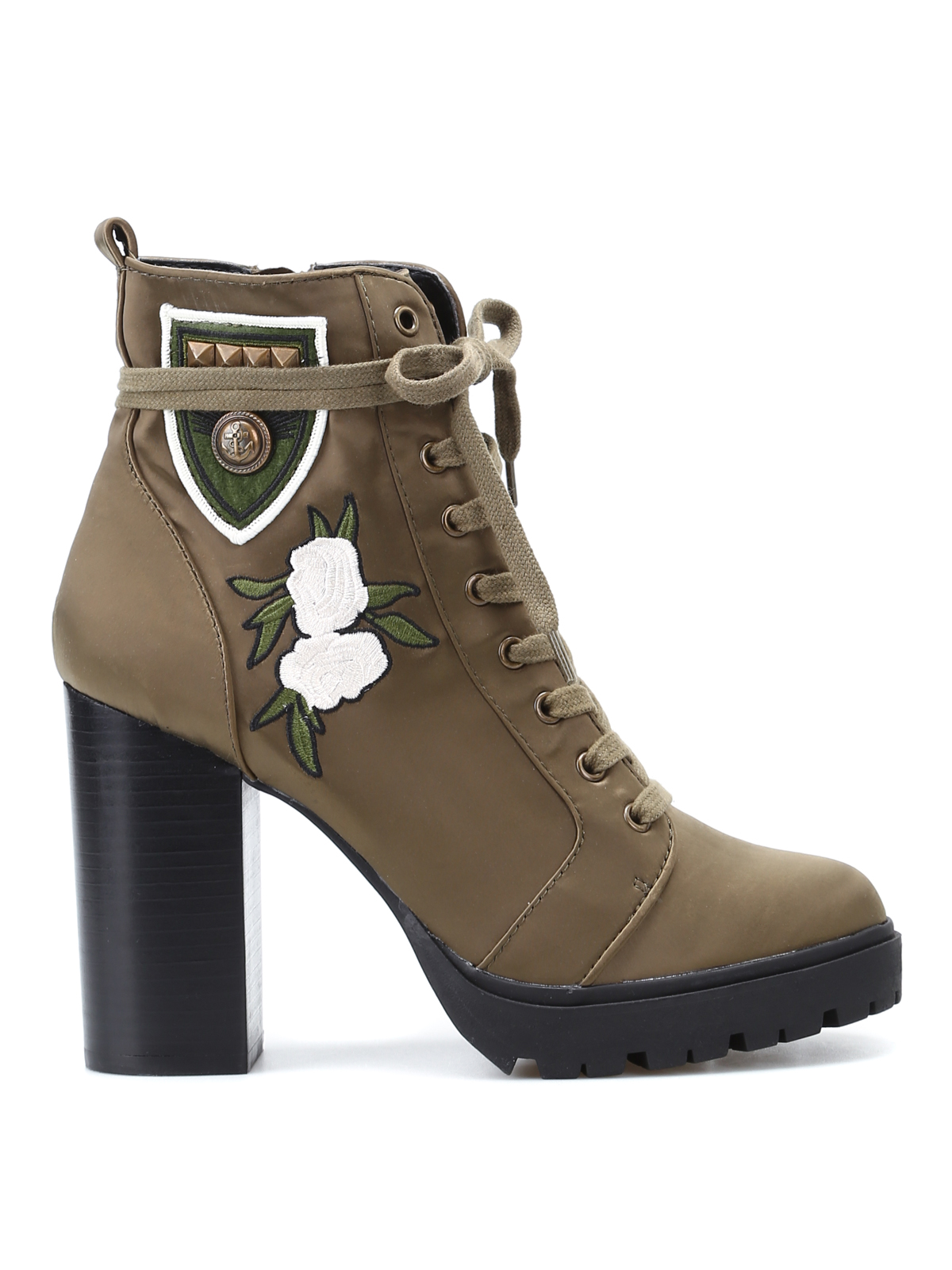 Ankle boots Steve Madden - Lowdown embroidered satin booties - LOWDOWNOLIVE