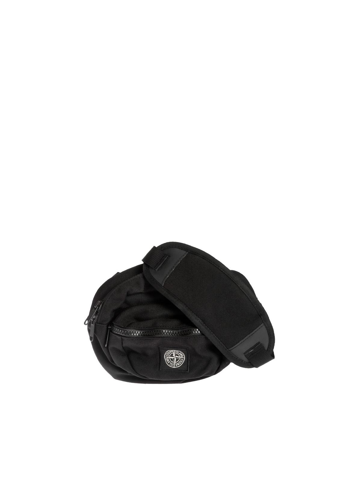 STONE ISLAND BELT BAG IN BLACK WITH HARNESS