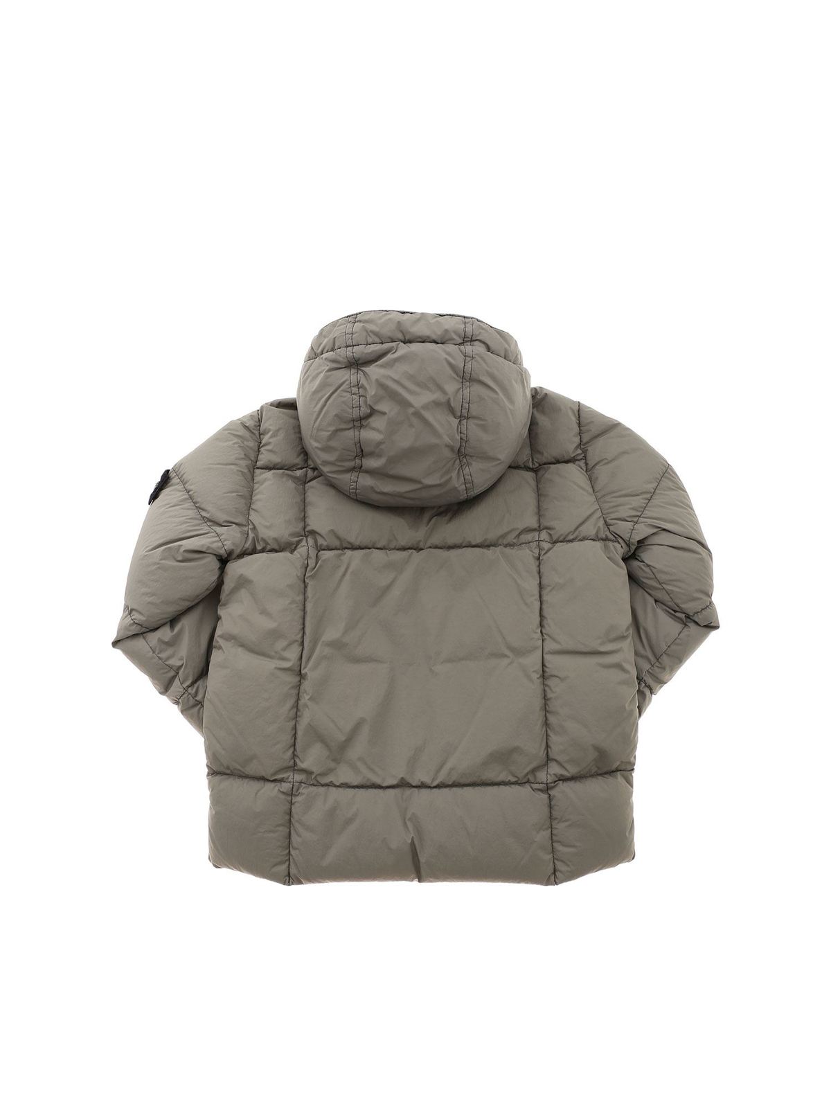 Stone Island Junior Logo Patch Down Jacket In Sage Green Padded Coats v0068