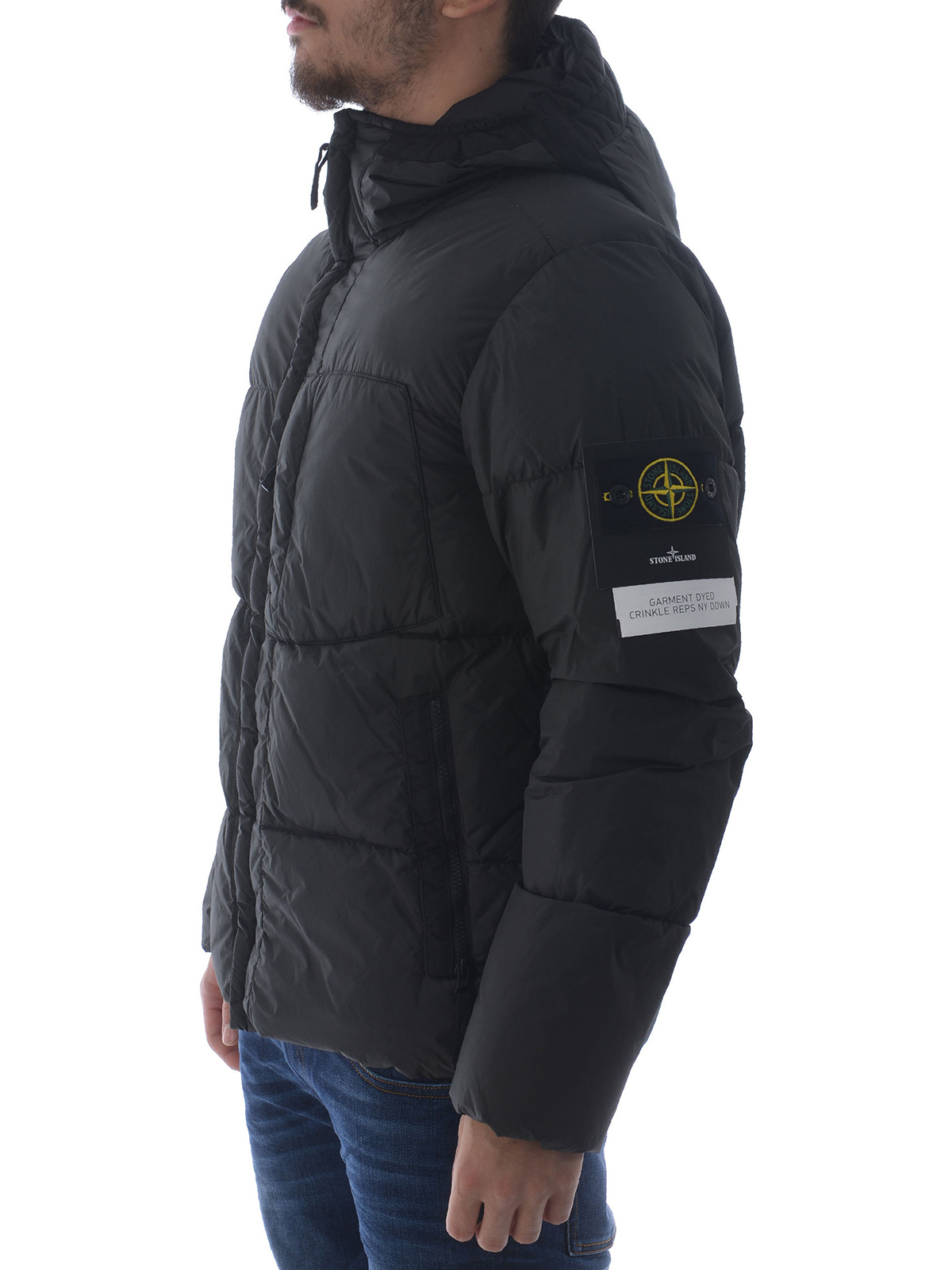 stone island padded jacket green