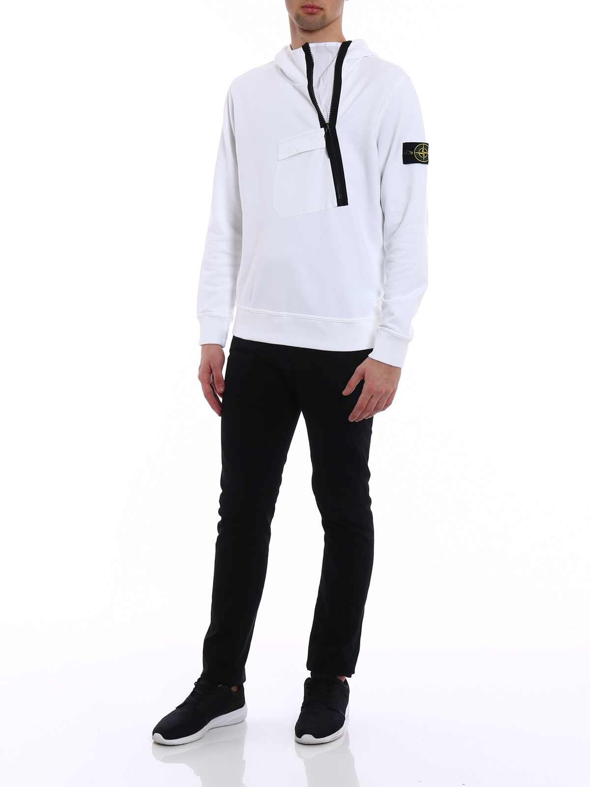 Sweatshirts & Sweaters Stone Island - Asymmetric zip white hoodie 