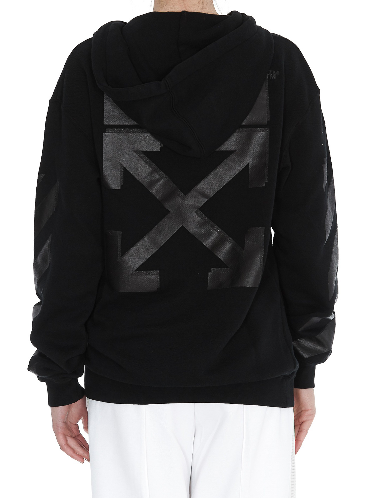 Let Medalje Spænding Sweatshirts & Sweaters Off-White - Striped inserts black cotton hoodie -  OWBB032S19D970831010