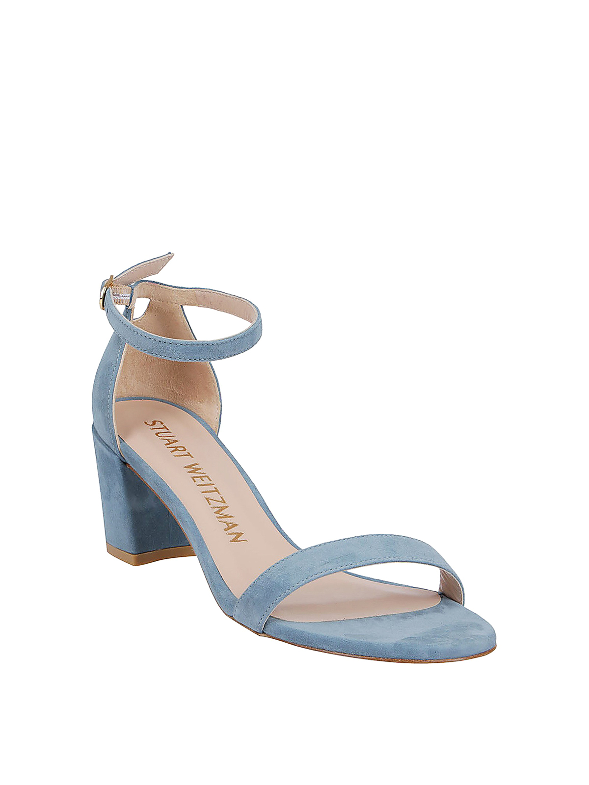 Stuart Weitzman - Simple light blue suede sandals - sandals ...