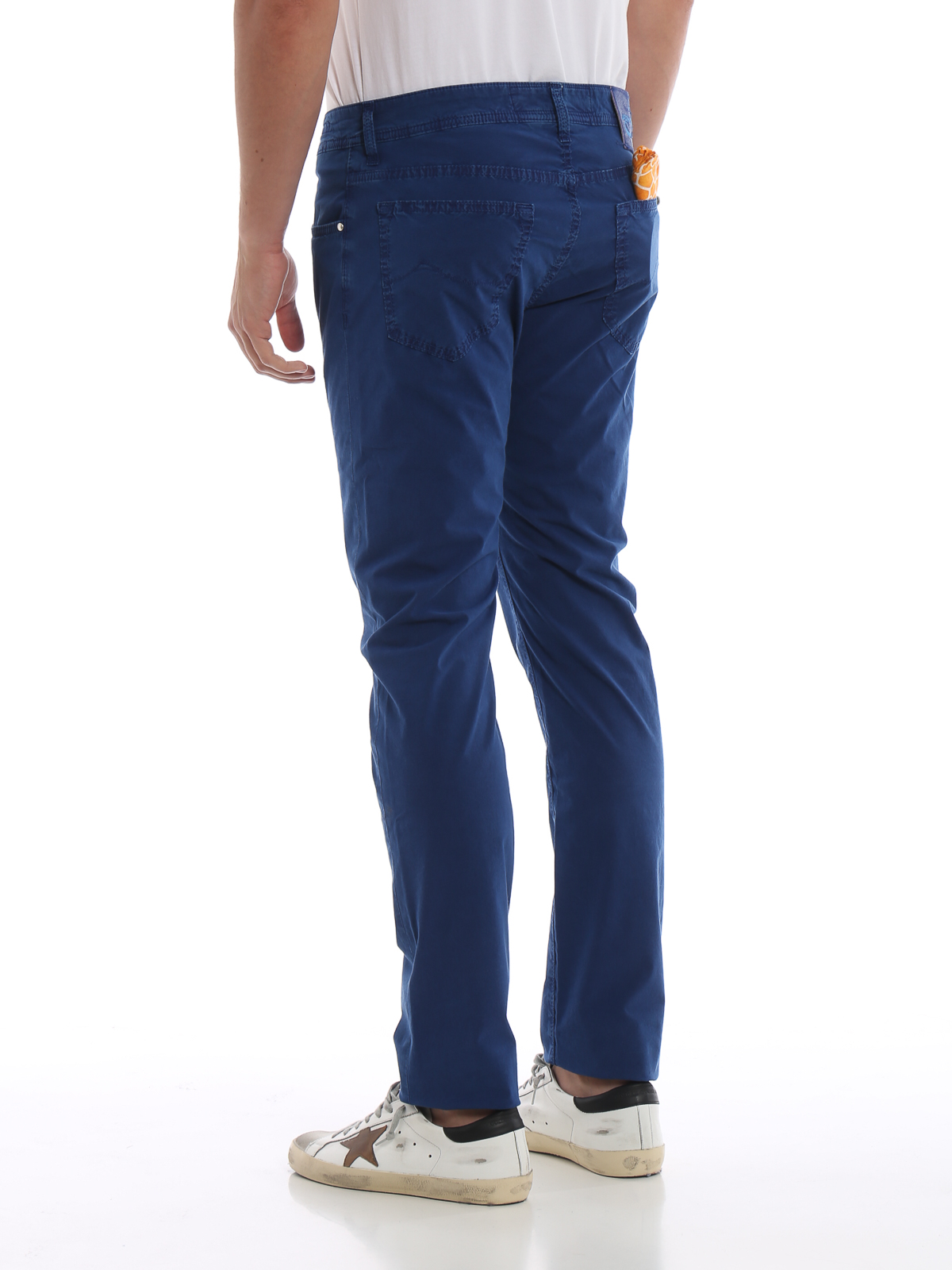 pantalone uomo slim cotone stretch tinto capo fashion moda MADE ITALY prezzo blu