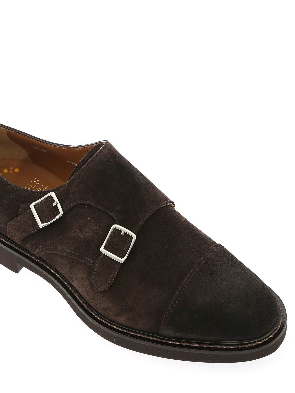 Doucal's - Suede monk strap in brown - Loafers & Slippers ...