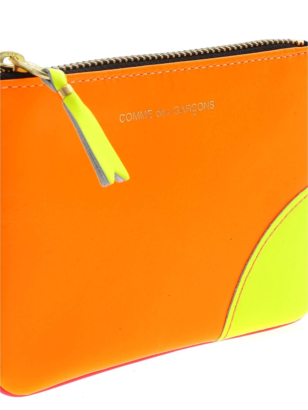 Clutches Comme Des Wallet - Fluo coin purse orange and pink -
