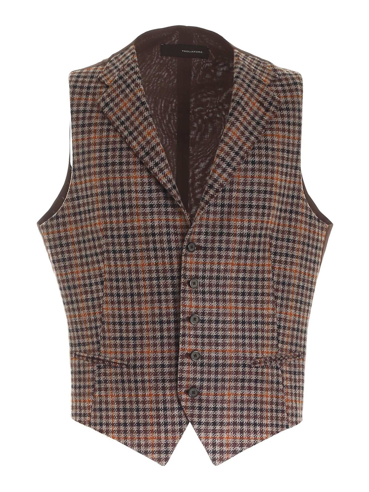 Waistcoats & gilets Tagliatore - Dennis checked pattern vest in brown ...
