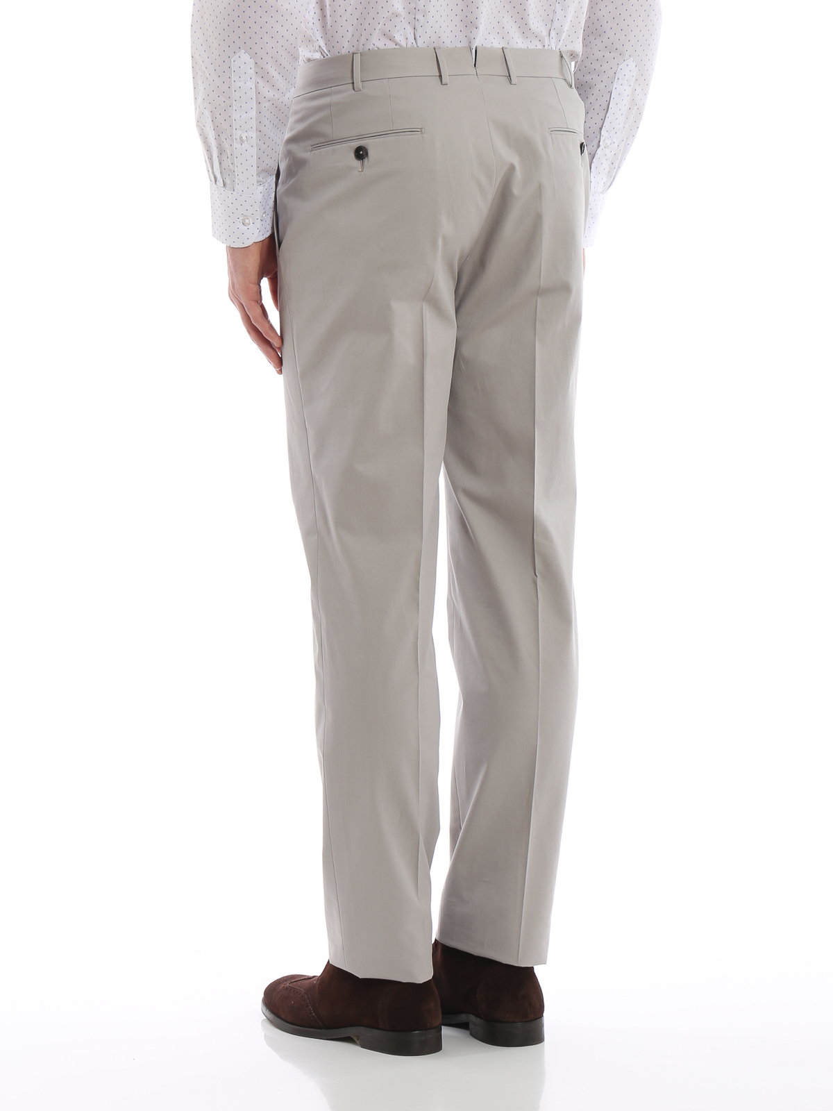 Ermenegildo Zegna - Taupe cotton tailored trousers - Tailored & Formal  trousers - 550F2377SB12