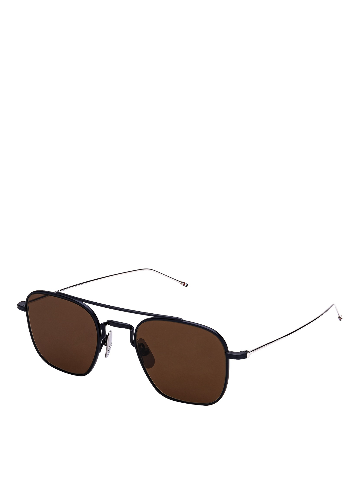 Thom Browne Polished Metal Frame Sunglasses In Dark Blue