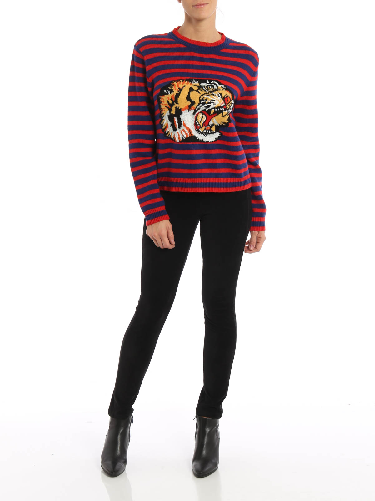 Crew necks Gucci - Tiger striped wool sweater - 457402X5N814134