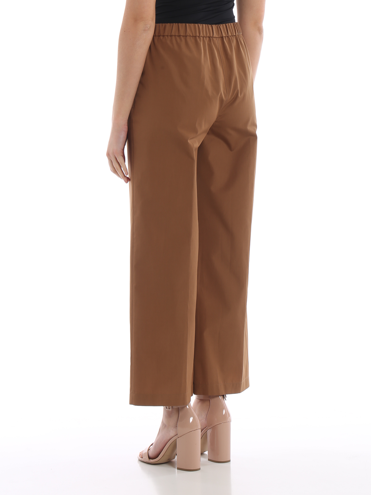 Tobacco cotton wide leg trousers 