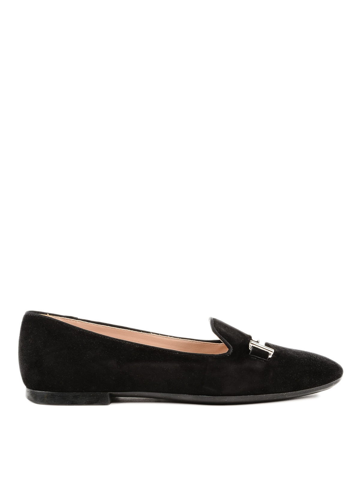 Flat shoes Tod'S - Double T black suede slippers - XXW47A0V140HR0B999