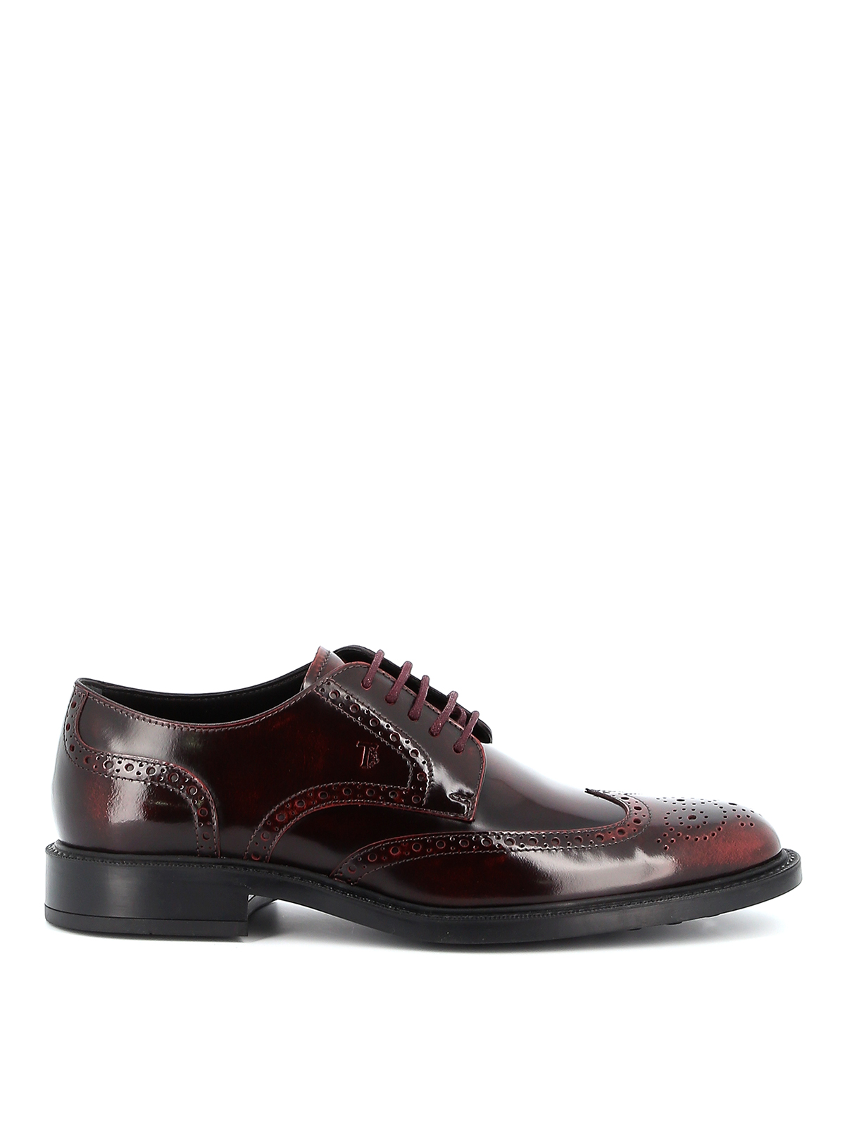 TOD'S SEMI-GLOSSY BRUSHED LEATHER DERBY SHOES