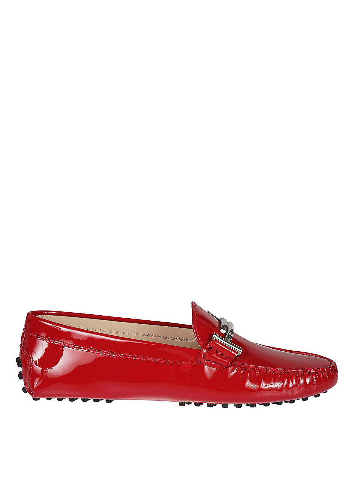 red patent leather loafers