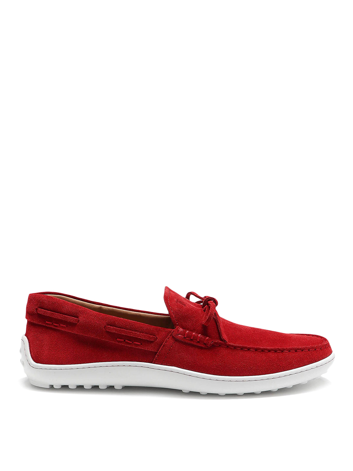 TOD'S GOMMINO BRIGHT RED SUEDE LOAFERS