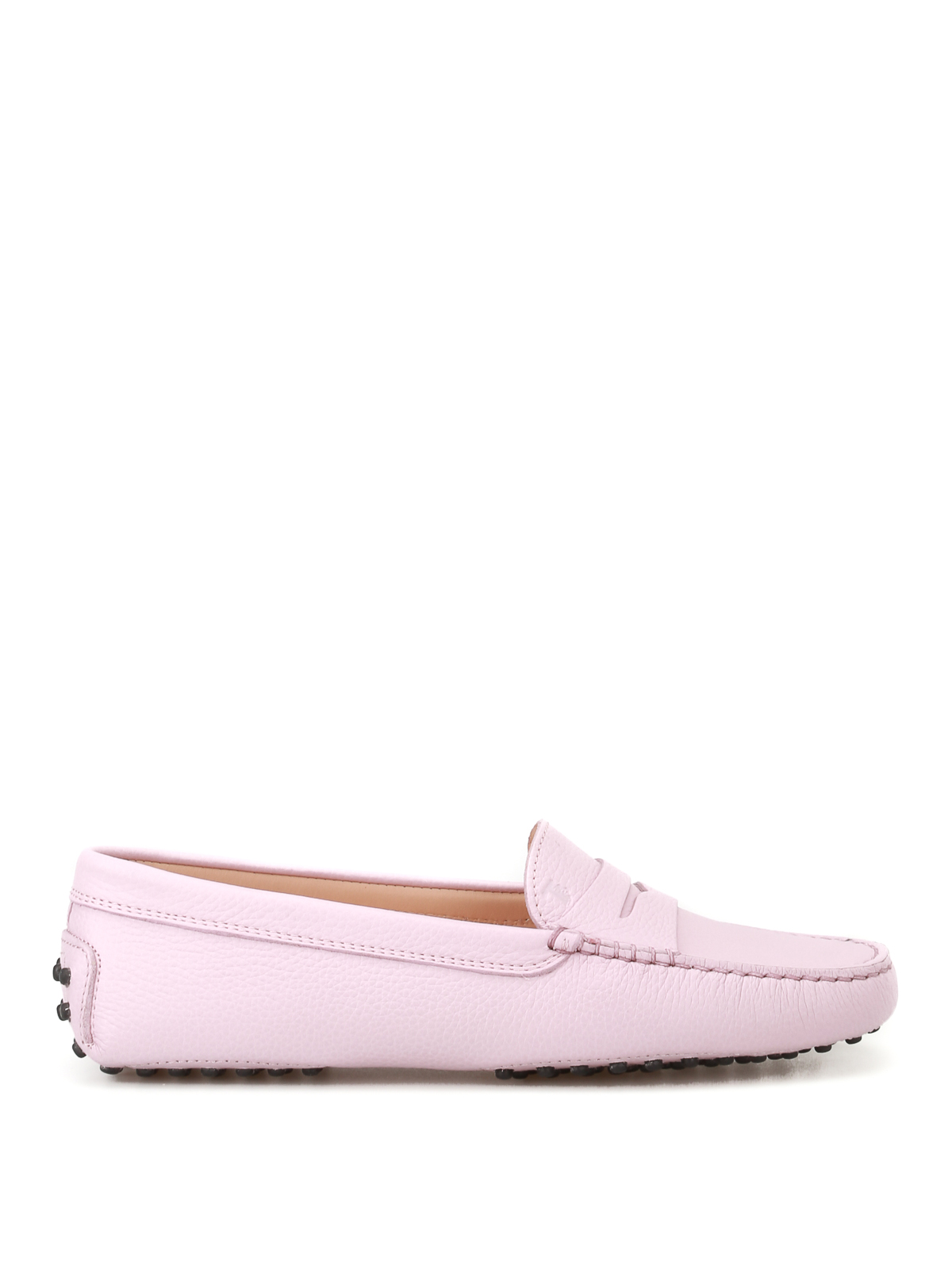 pink leather loafers