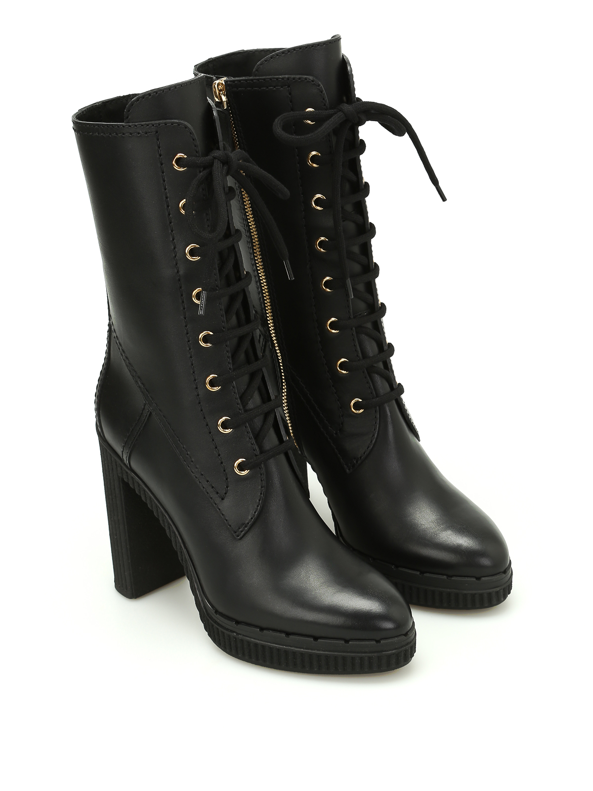 Tod\u2019s Lace-up Boots black-silver-colored athletic style Shoes High Boots Lace-up Boots Tod’s 