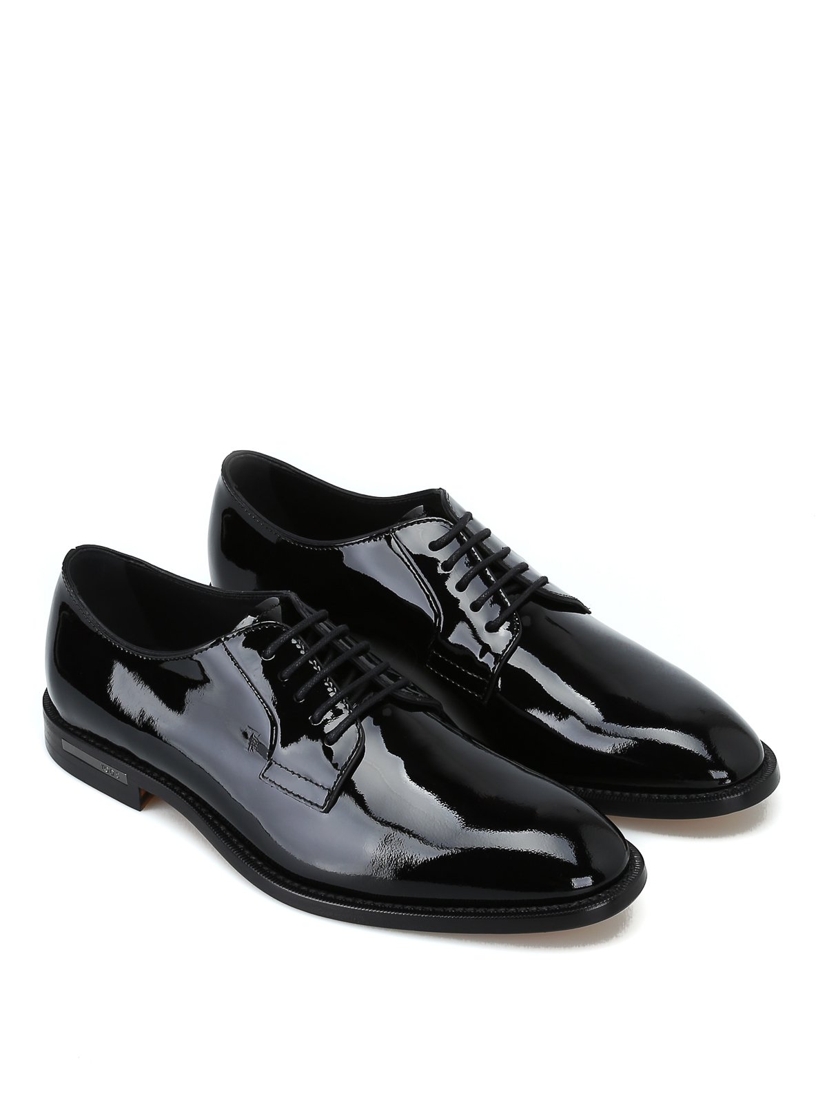 black patent leather lace up shoes