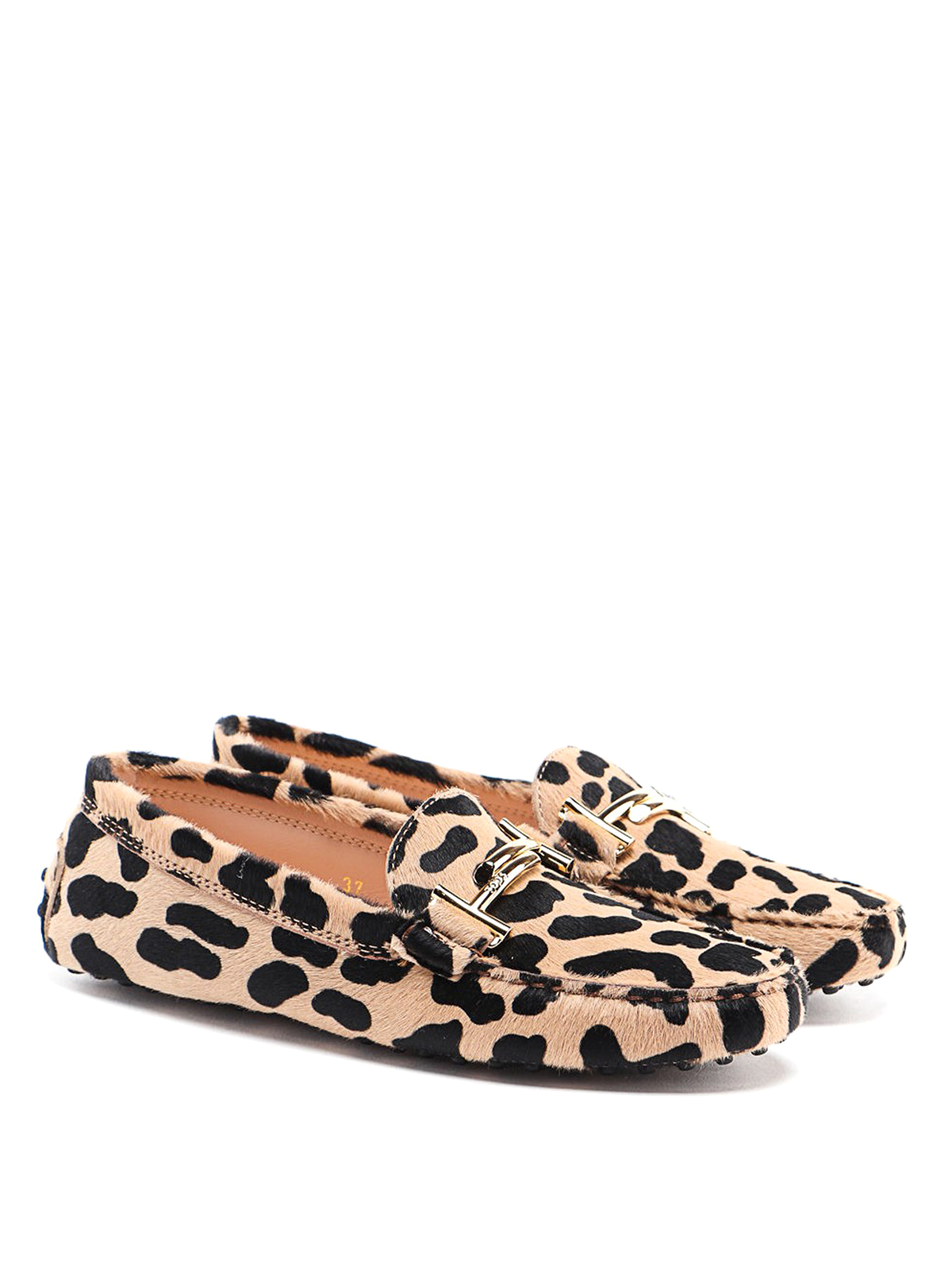 Double T animal print calf hair loafers 