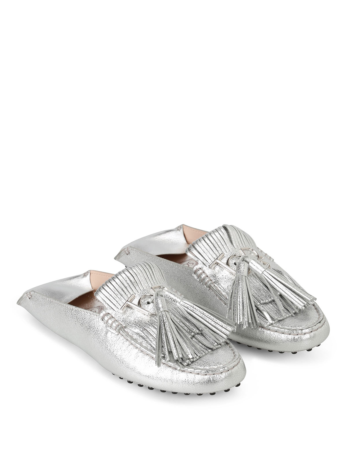 silver loafers with tassels