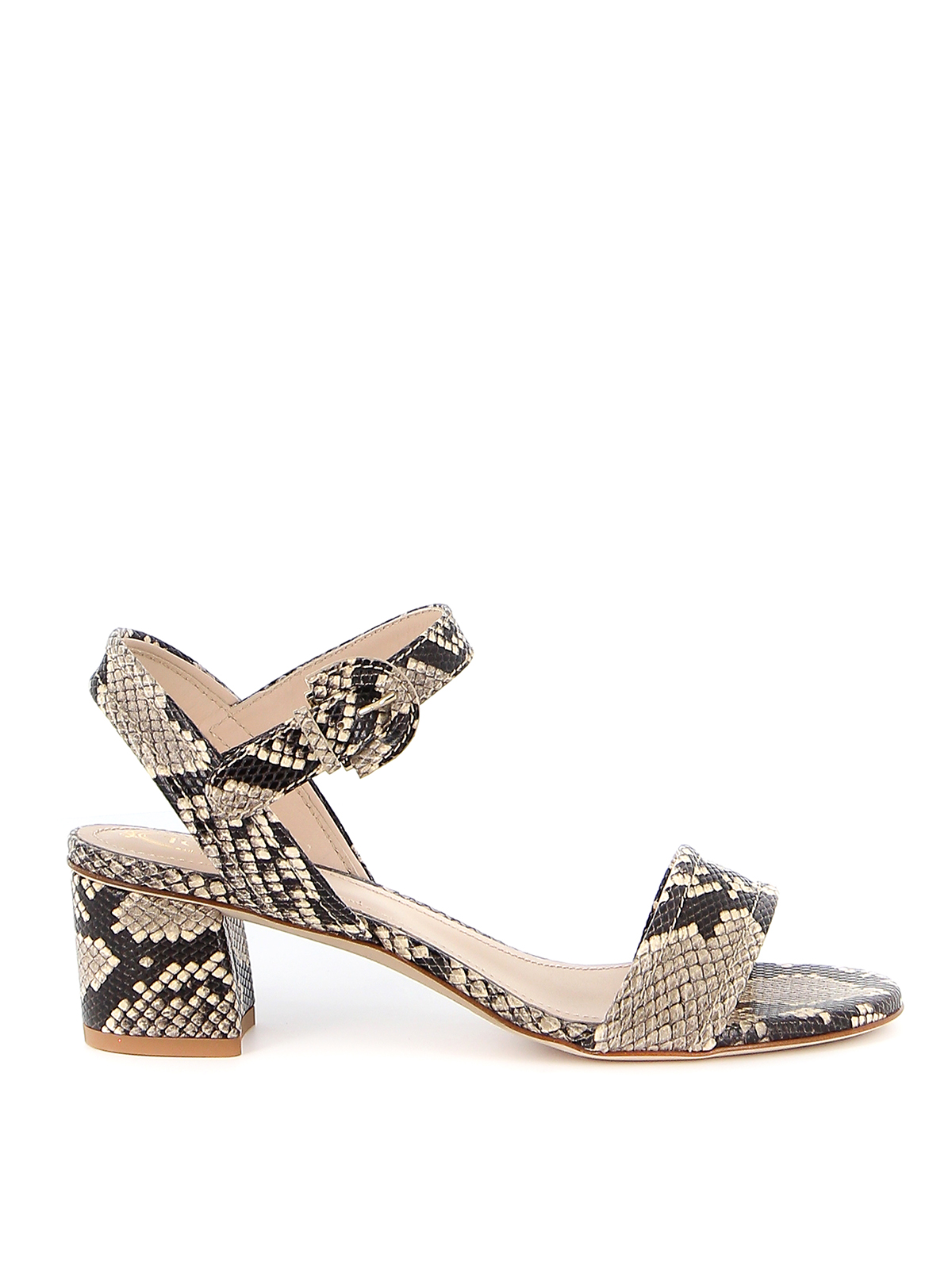 TOD'S REPTILE PRINT LEATHER SANDALS