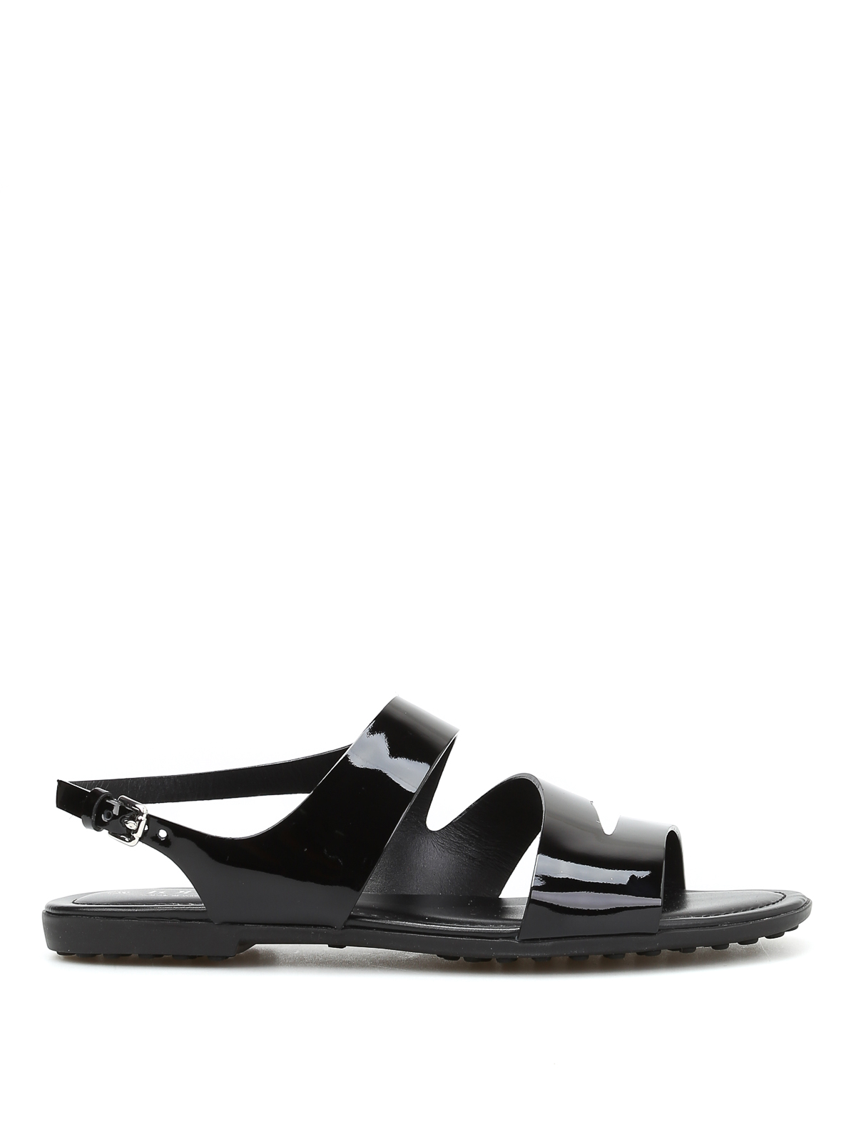 TOD'S RUBBERIZED LEATHER SANDALS