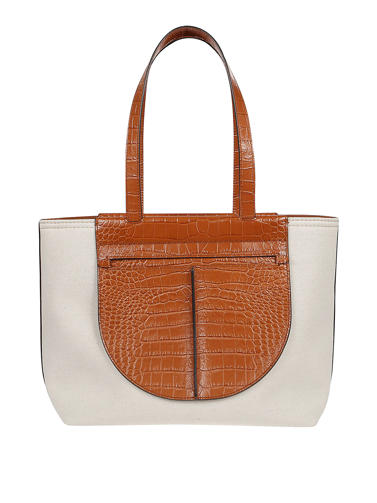 TOD'S CANVAS AND CROCO PRINT TOTE