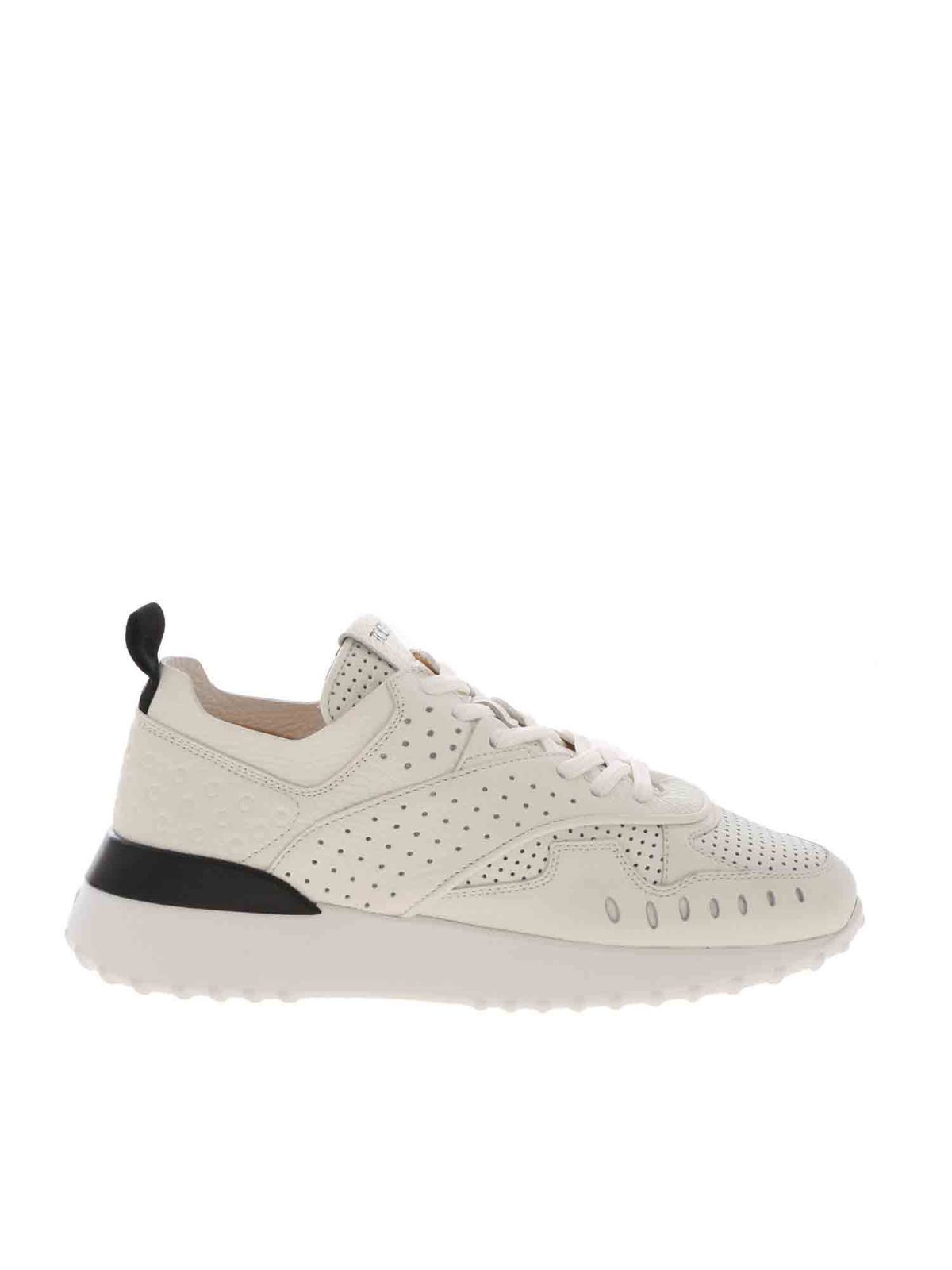 White Womens Trainers Tods Trainers Tods Leather & Suede Sneakers in Ivory 