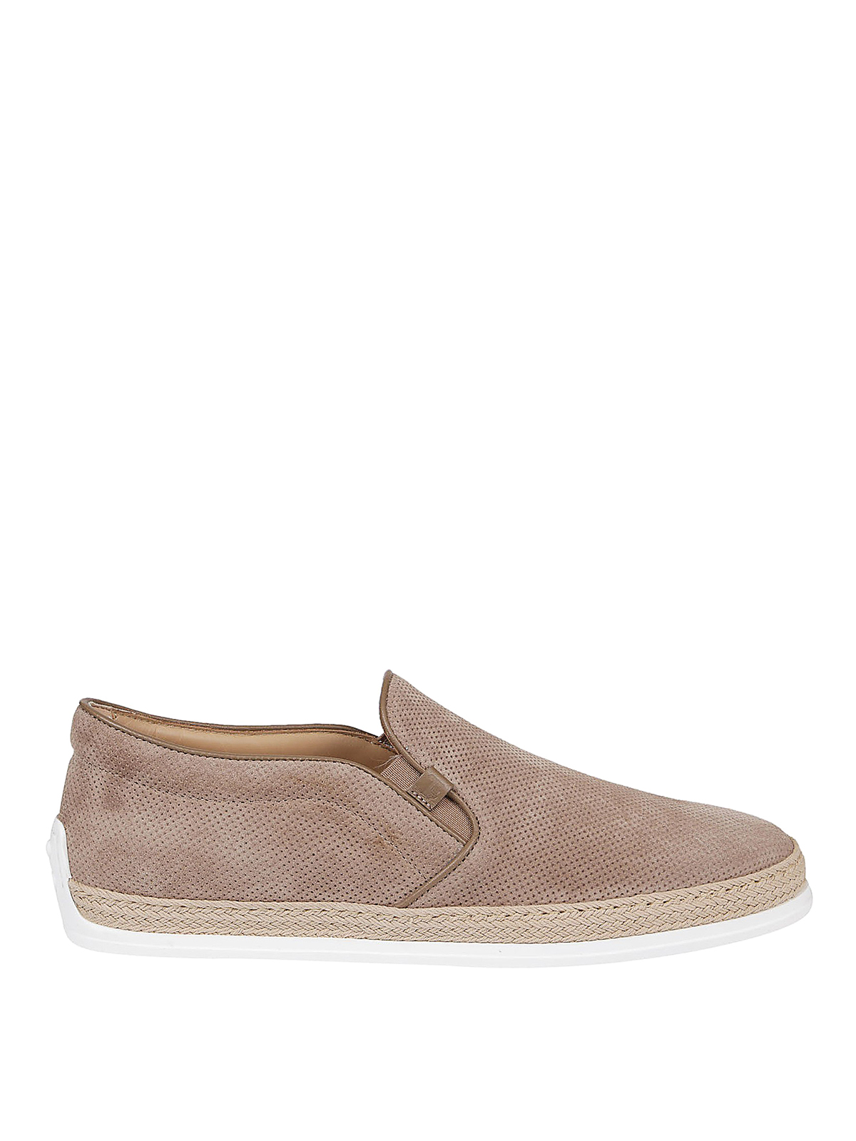 TOD'S PERFORATED SUEDE SLIP-ONS