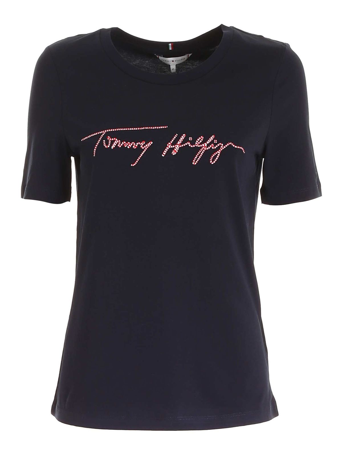 TOMMY HILFIGER LOGO EMBROIDERY T-SHIRT IN BLUE