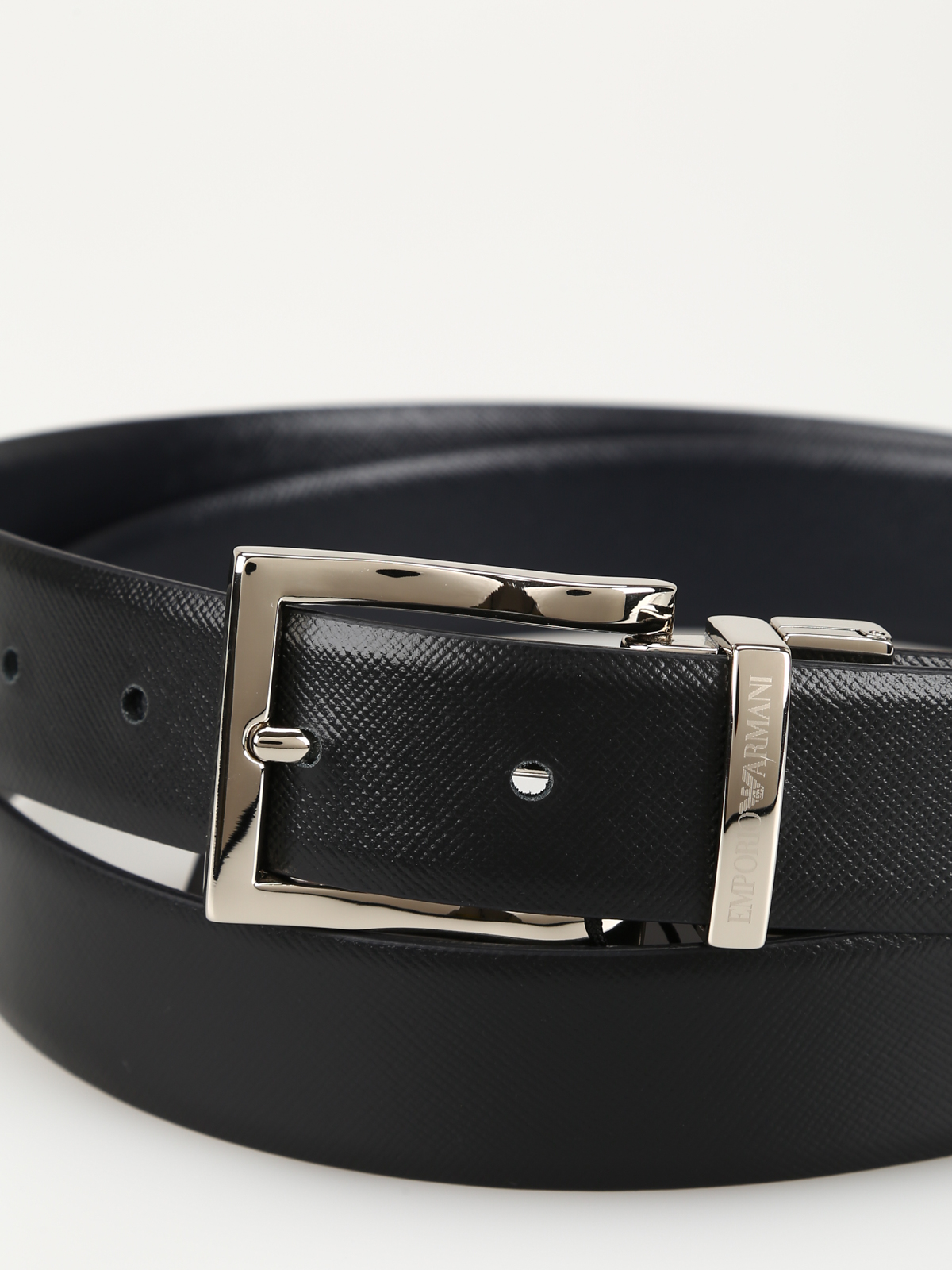 Belts Emporio Armani - Tongue saffiano leather double belt 