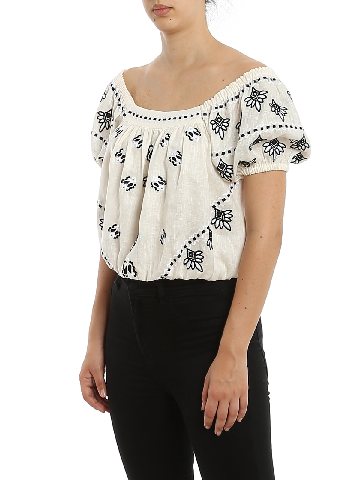 Tops & Tank tops Tory Burch - Embroidered linen crop top - 75109104