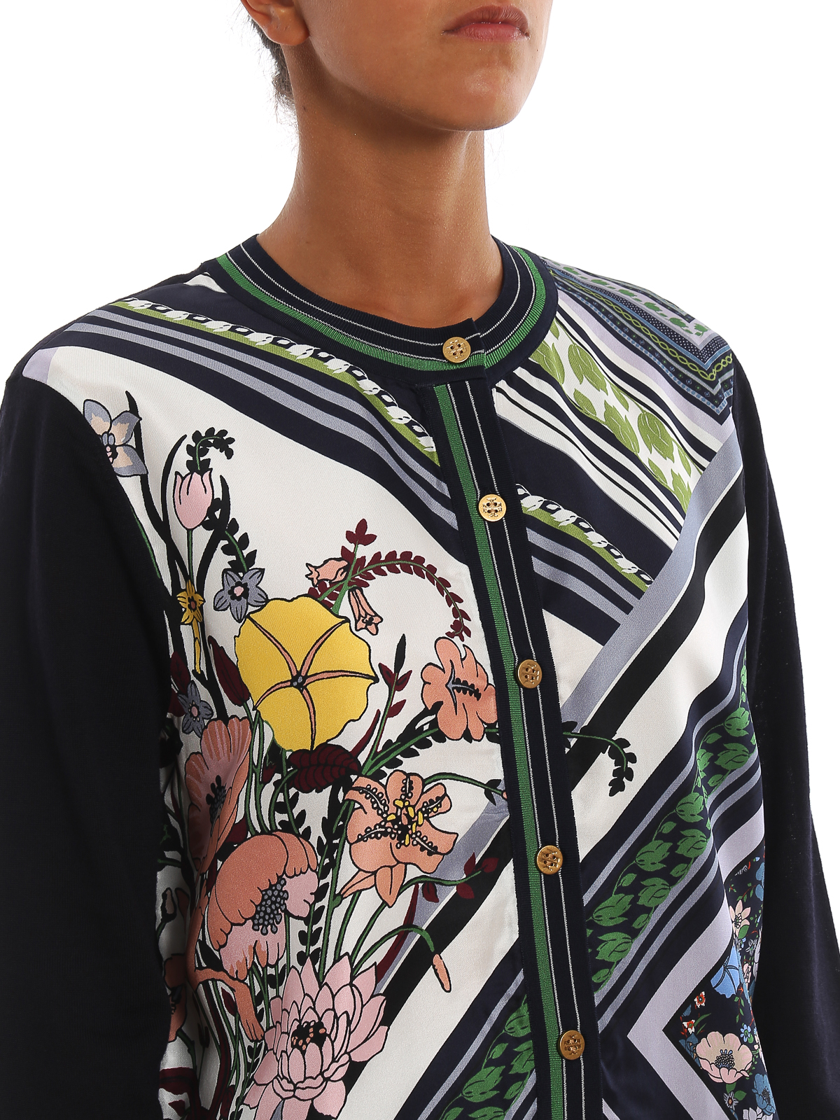 Tory Burch Silk Paneled Sweater 