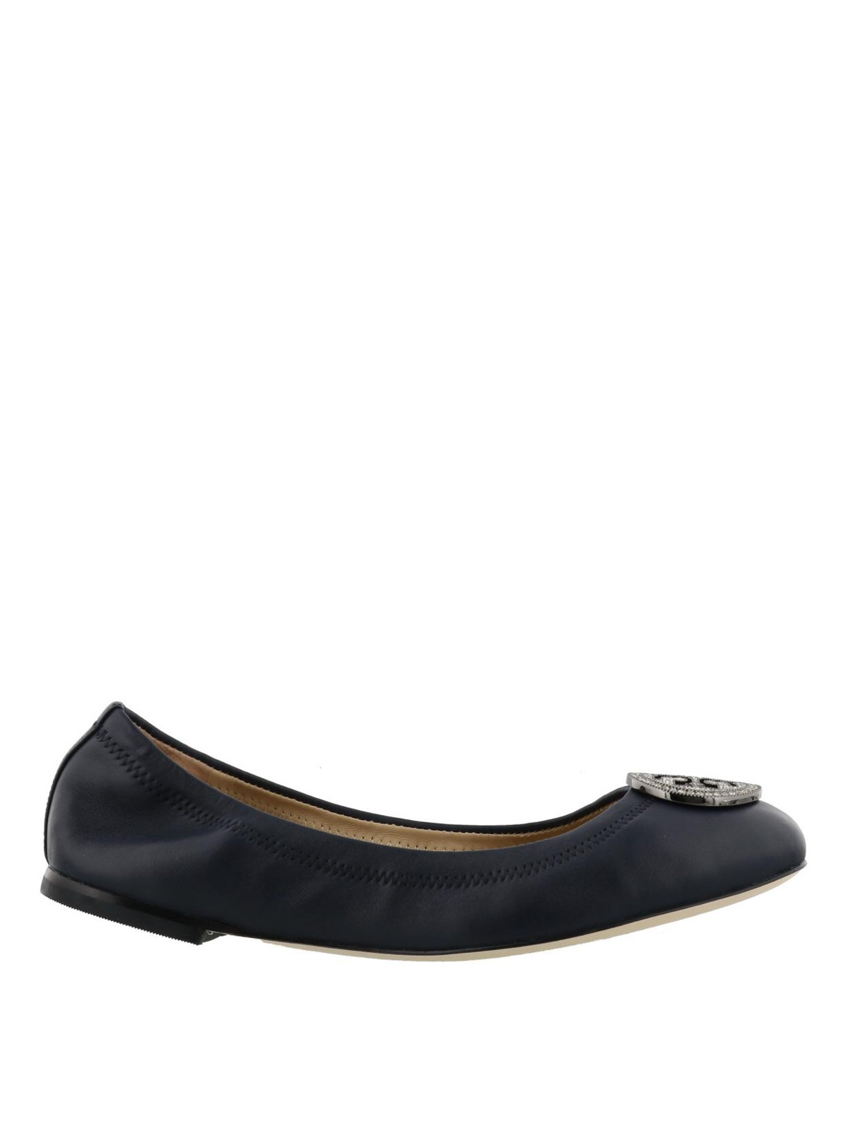 Flat shoes Tory Burch - Liana navy leather flat shoes - 46084403