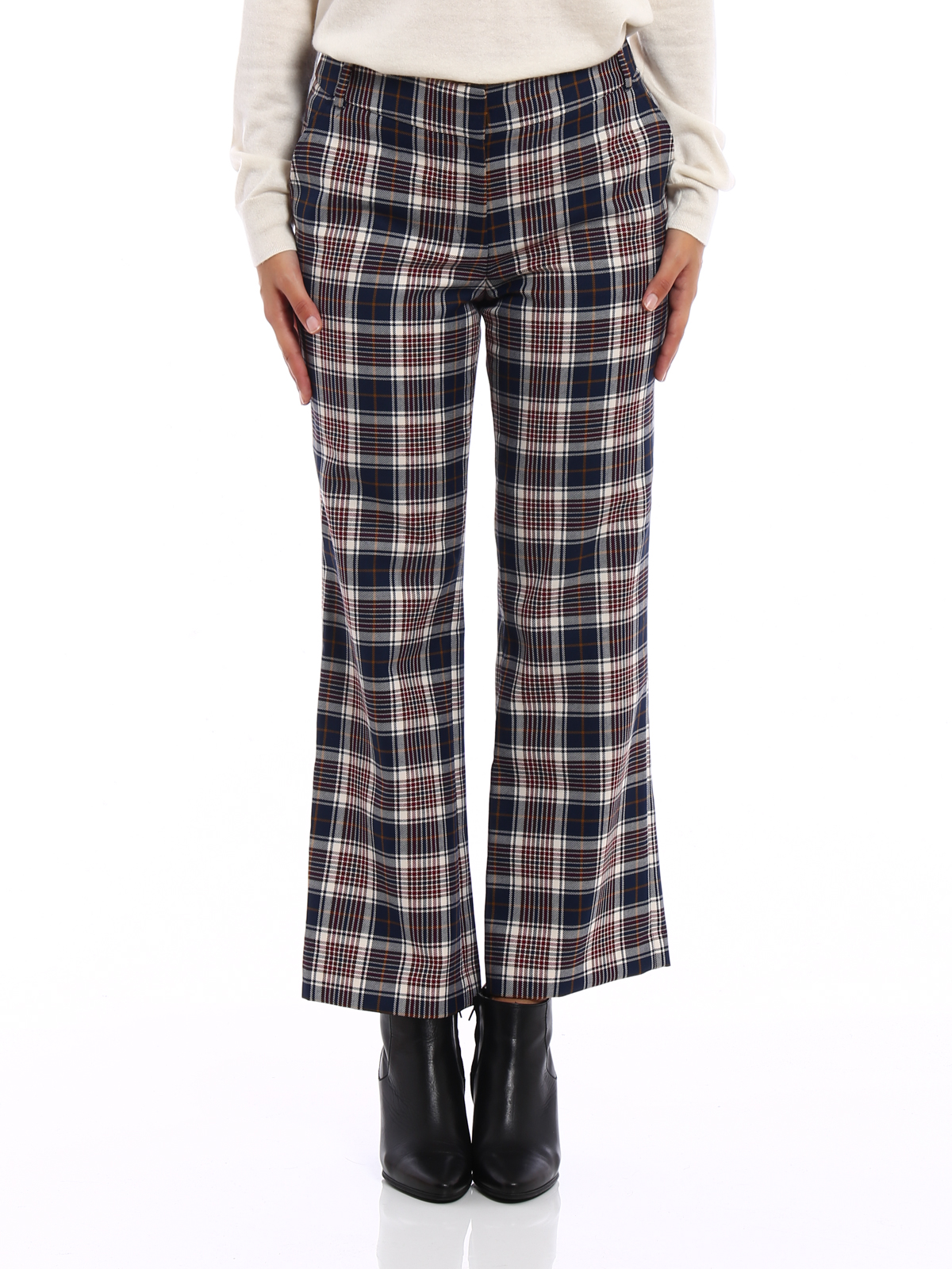 Casual trousers Tory Burch - Garrett tartan patterned trousers - 44054964