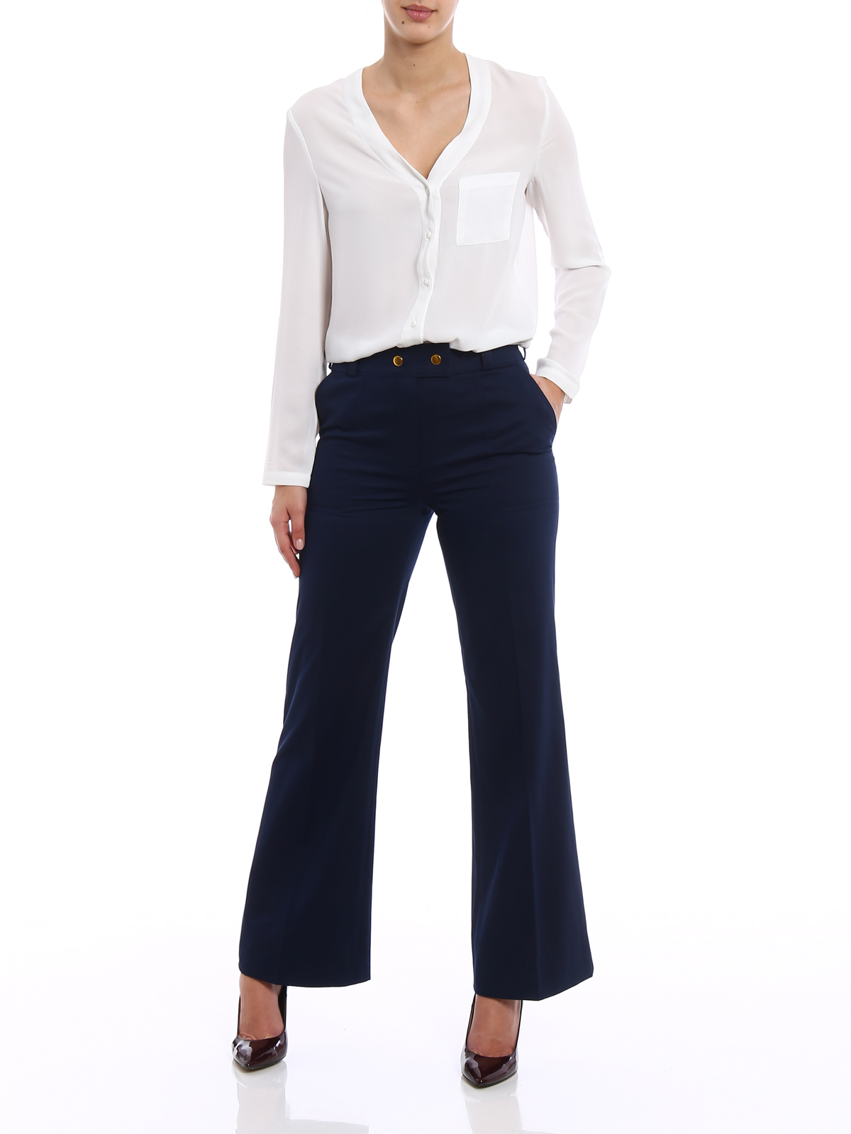 flared trousers with belt loops