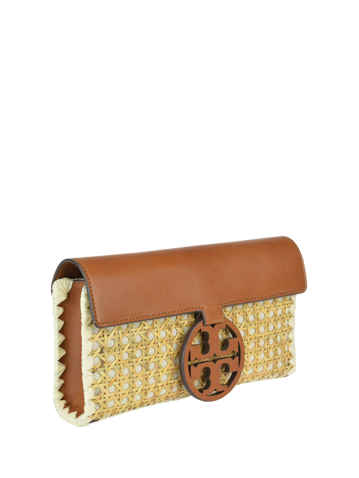 Clutches Tory Burch - Miller lather and wicker clutch - 54674254