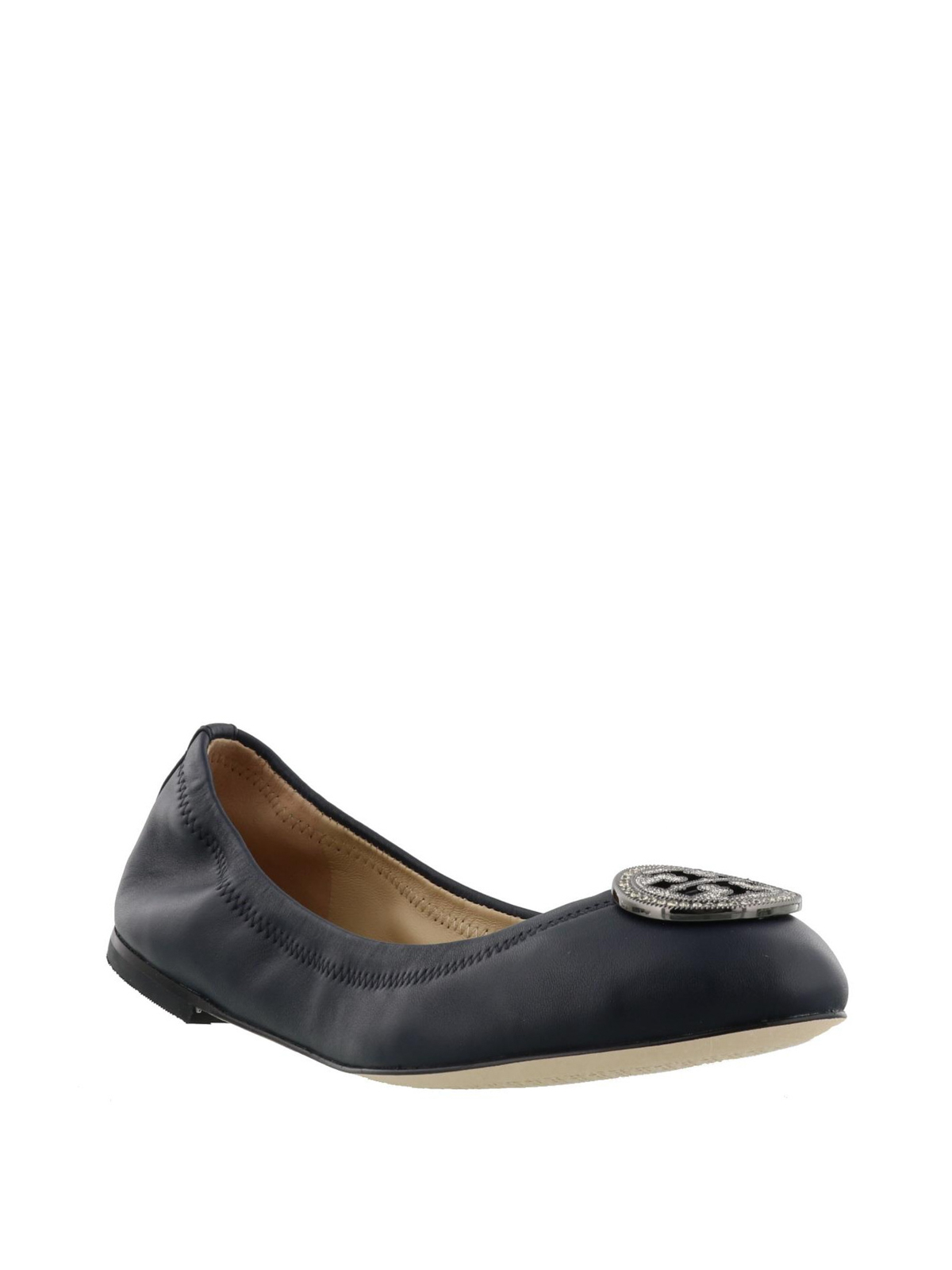 Flat shoes Tory Burch - Liana navy leather flat shoes - 46084403