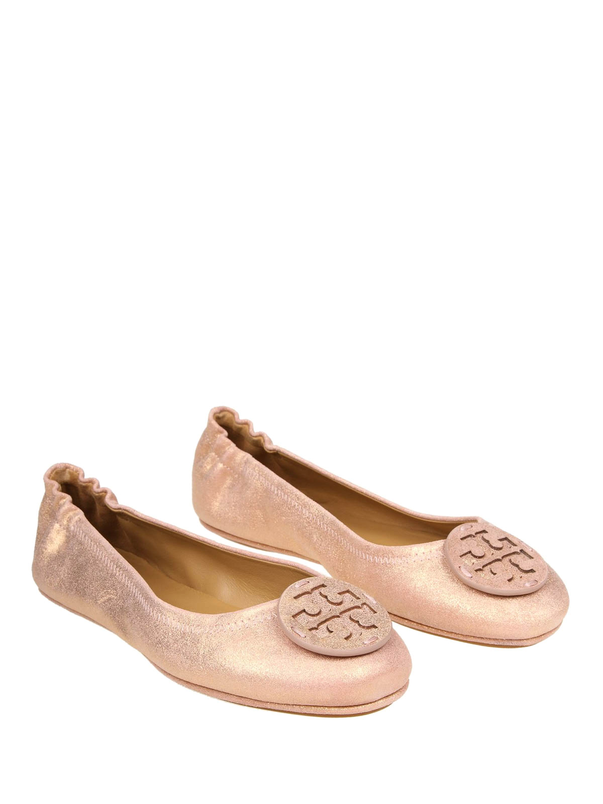 Flat shoes Tory Burch - Minnie pink metallic leather folding flats -  53289654