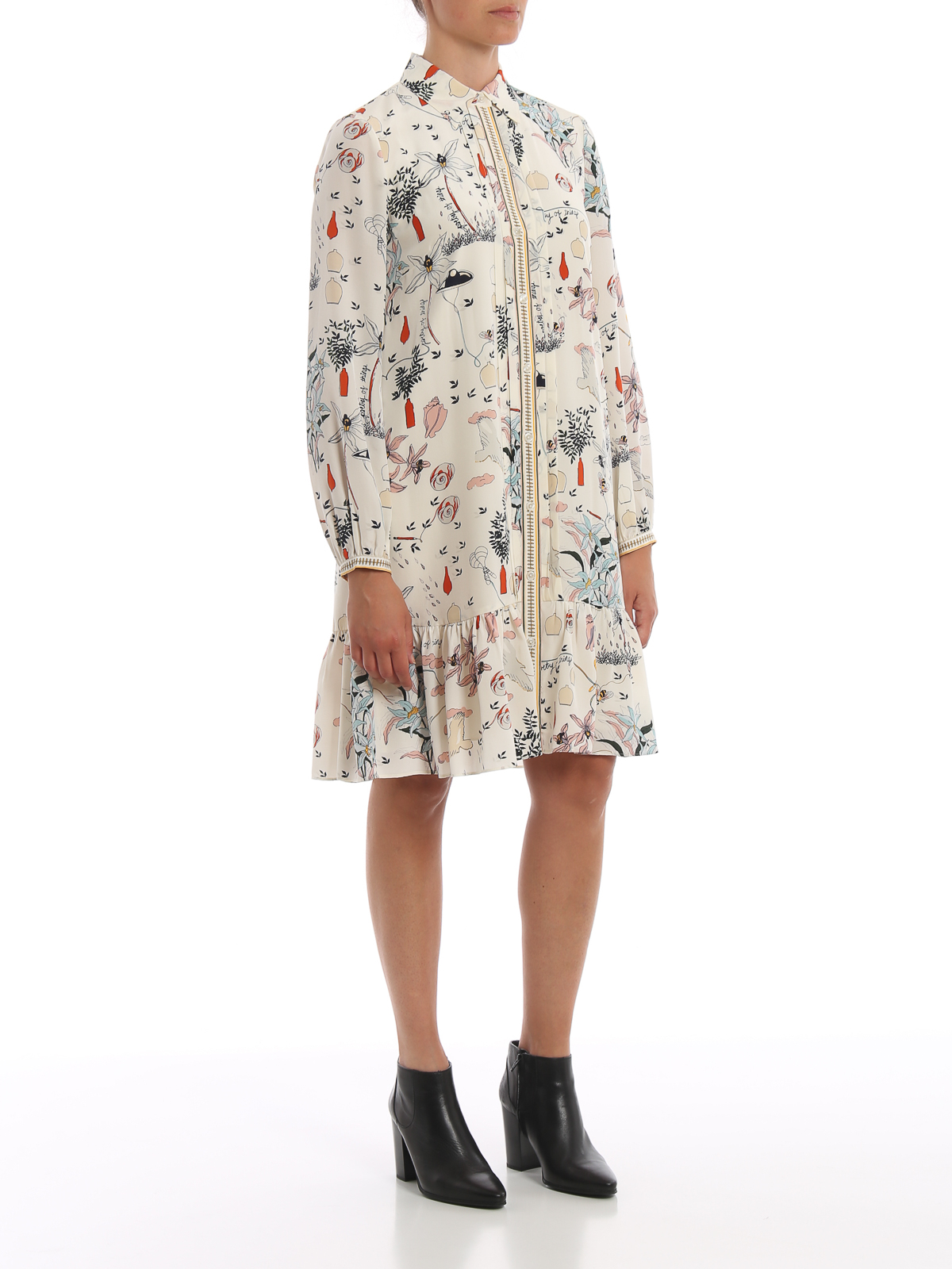 Knee length dresses Tory Burch - Cora floral print silk shirt dress -  59777990
